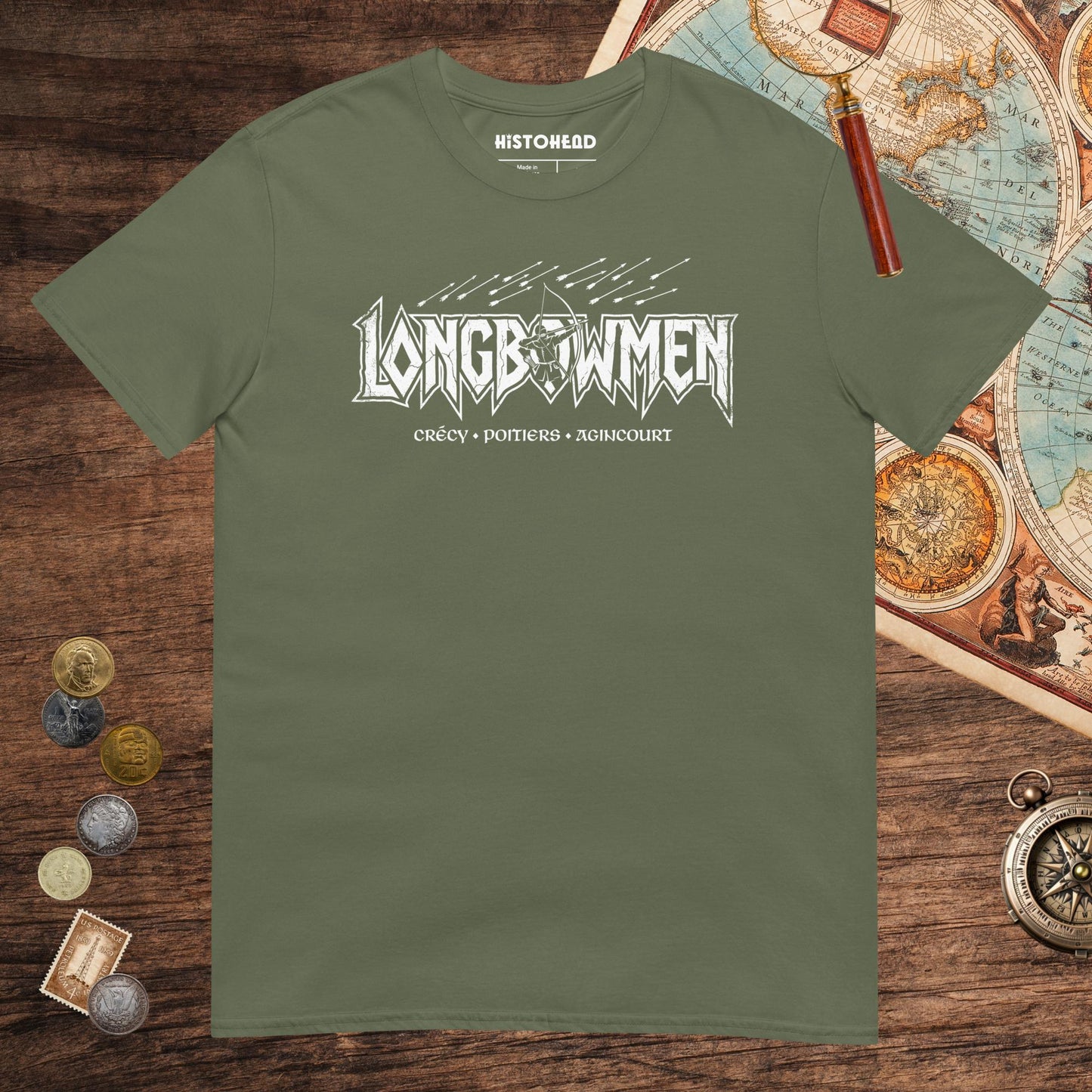 Military Green Longbowmen Tee - history buff gift by HistoHead
