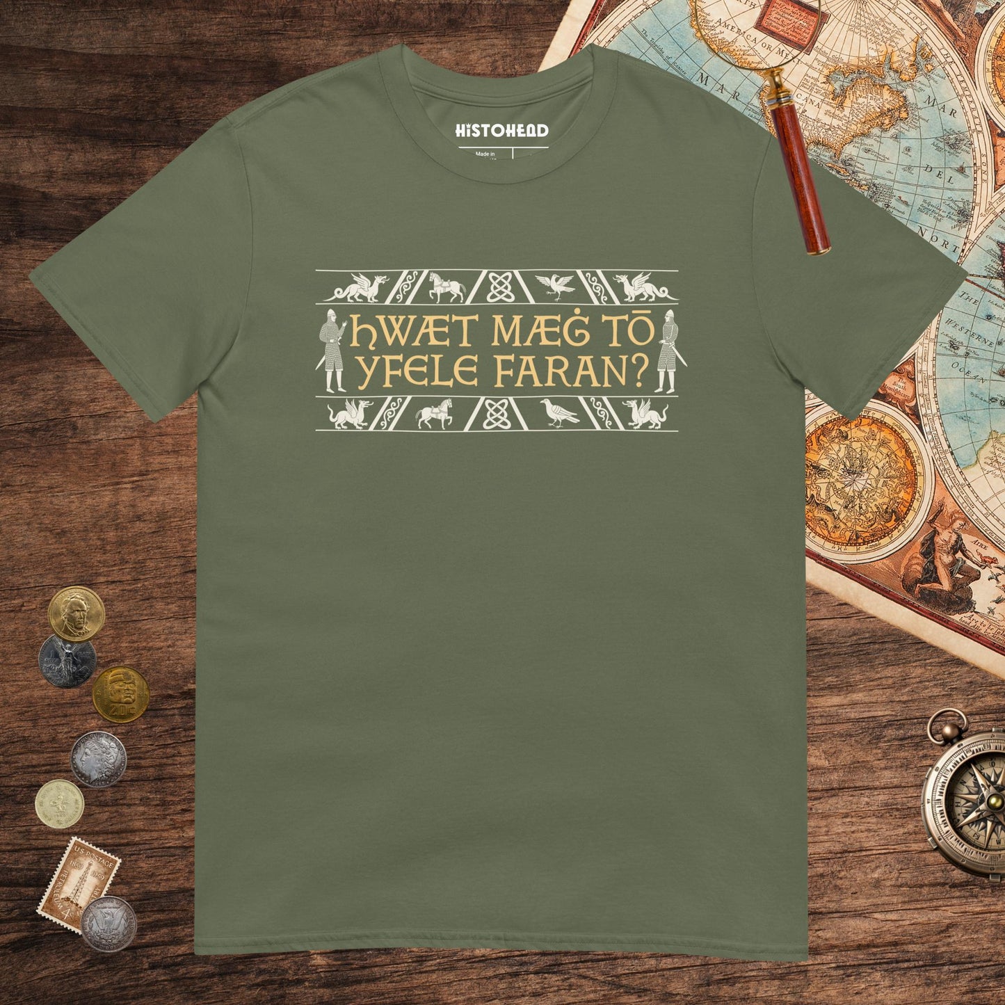 Military Green What Could Possibly Go Wrong in Old English Tee - history buff gift by HistoHead