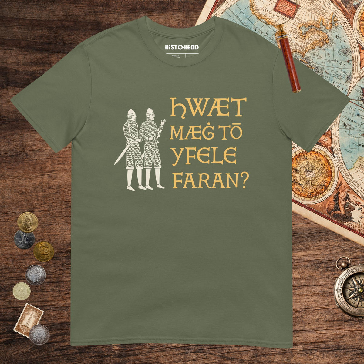 Military Green What Could Possibly Go Wrong in Old English Tee - history buff gift by HistoHead