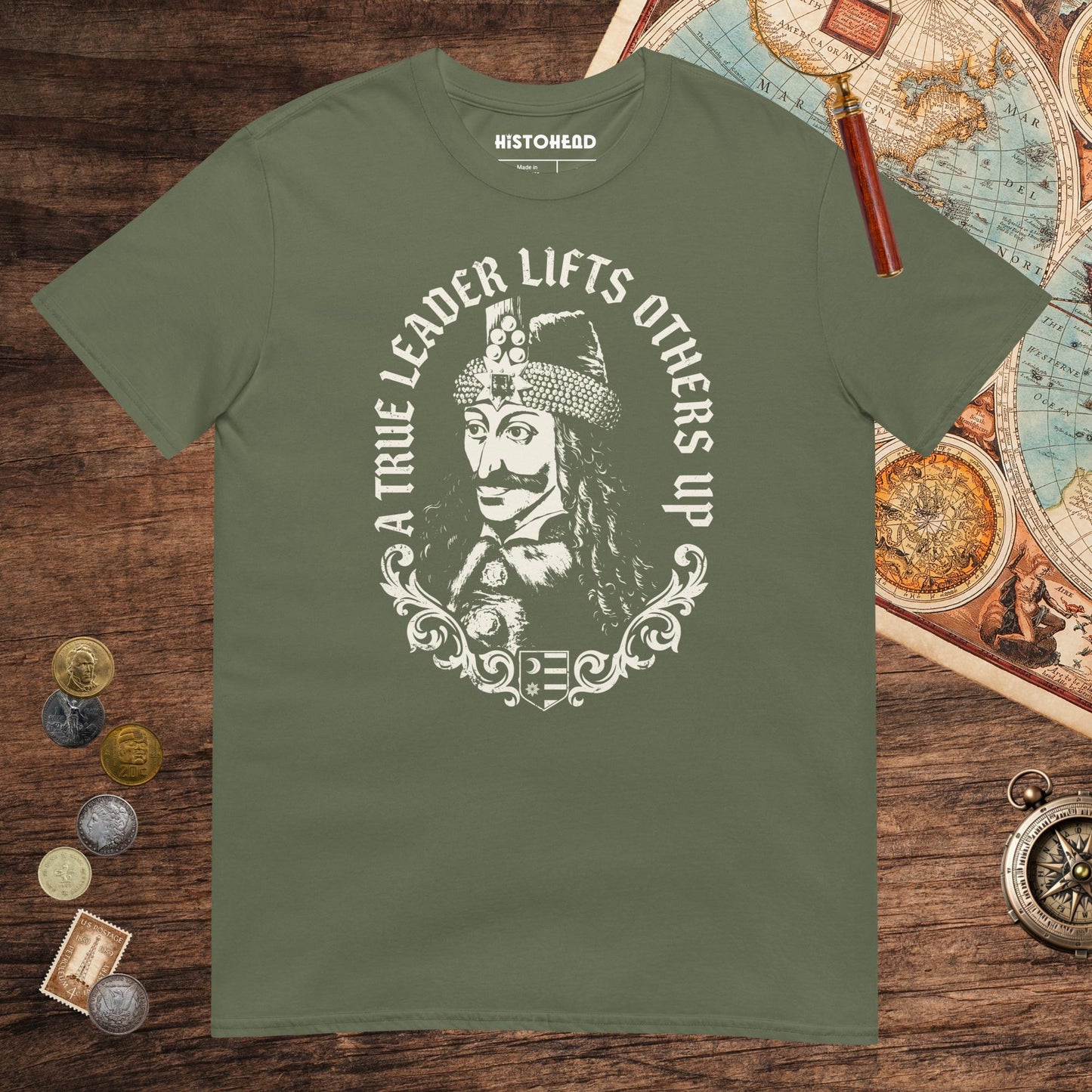 Military Green Vlad the Impaler True Leader Tee - history buff gift by HistoHead