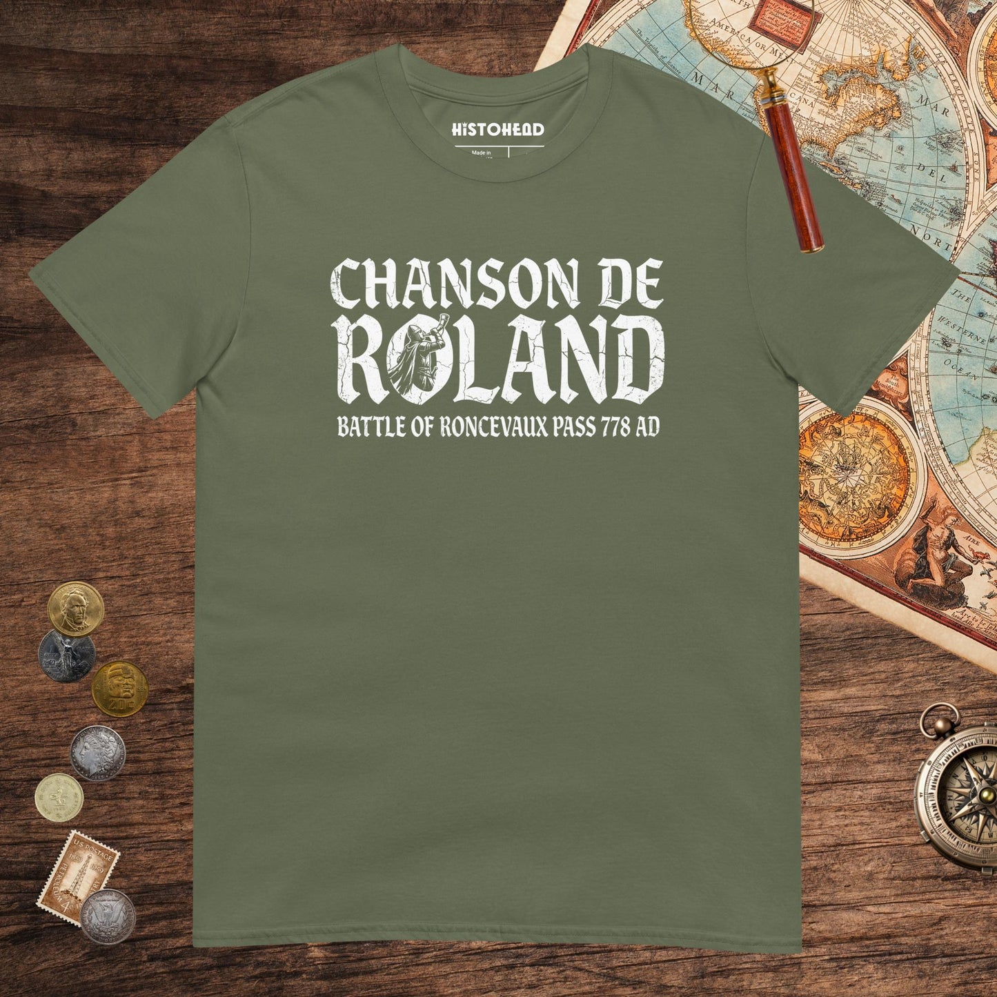 Military Green Chanson de Roland Battle of Roncevaux Tee - history buff gift by HistoHead
