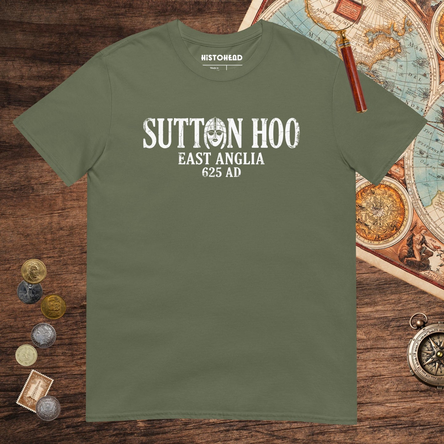 Military Green Sutton Hoo Tee - history buff gift by HistoHead