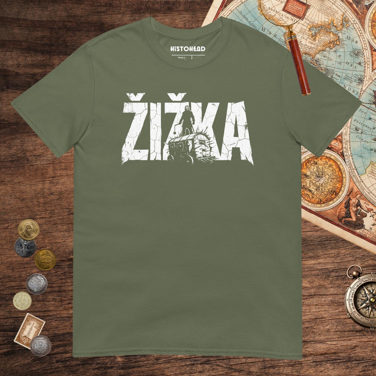 Military Green Jan Žižka Tee - history buff gift by HistoHead
