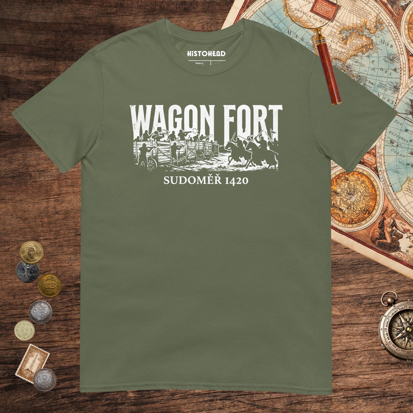 Military Green Wagon Fort Battle of Sudoměř Tee - history buff gift by HistoHead