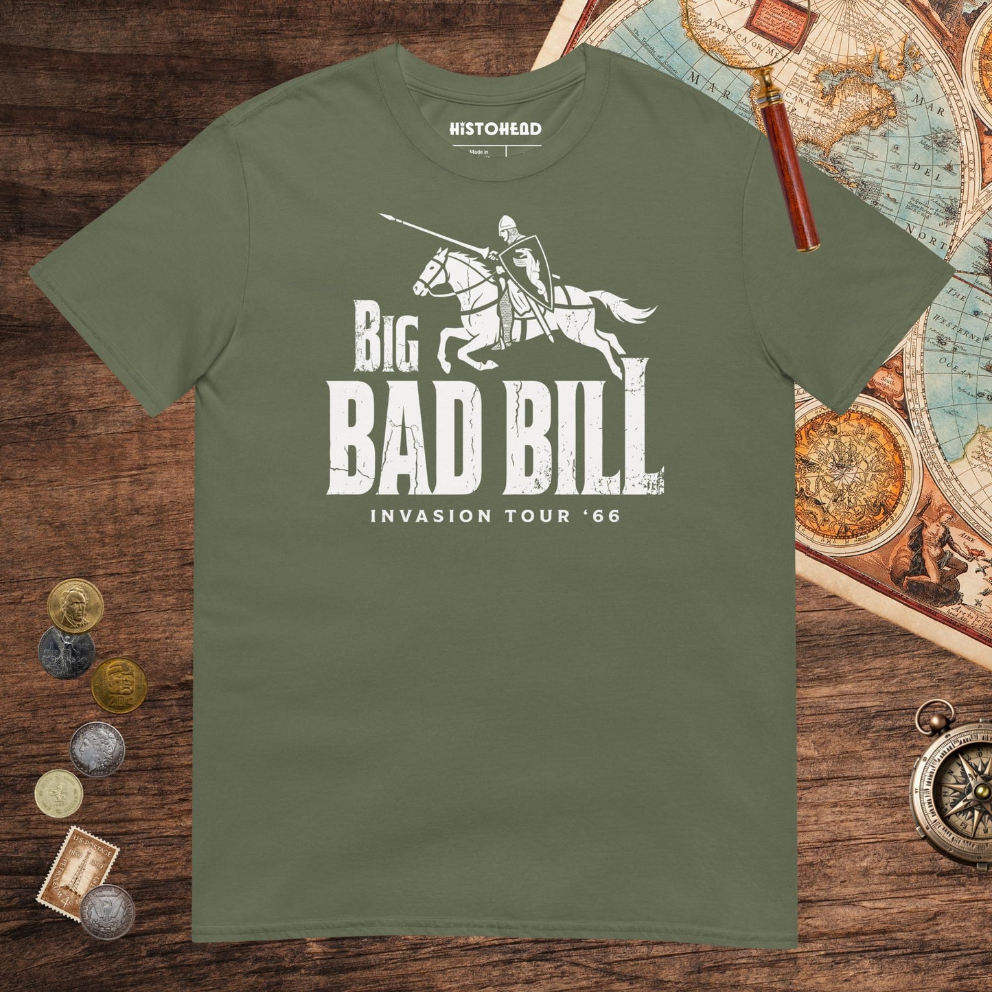 Military Green The Big Bad Bill Invasion Tour Tee - history buff gift by HistoHead