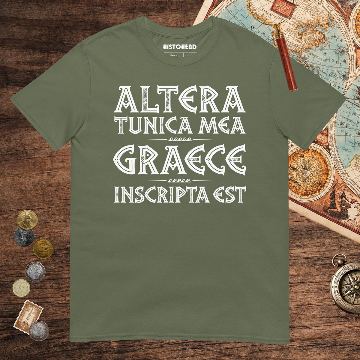 Military Green Latin My Other Shirt Is In Greek Tee - history buff gift by HistoHead