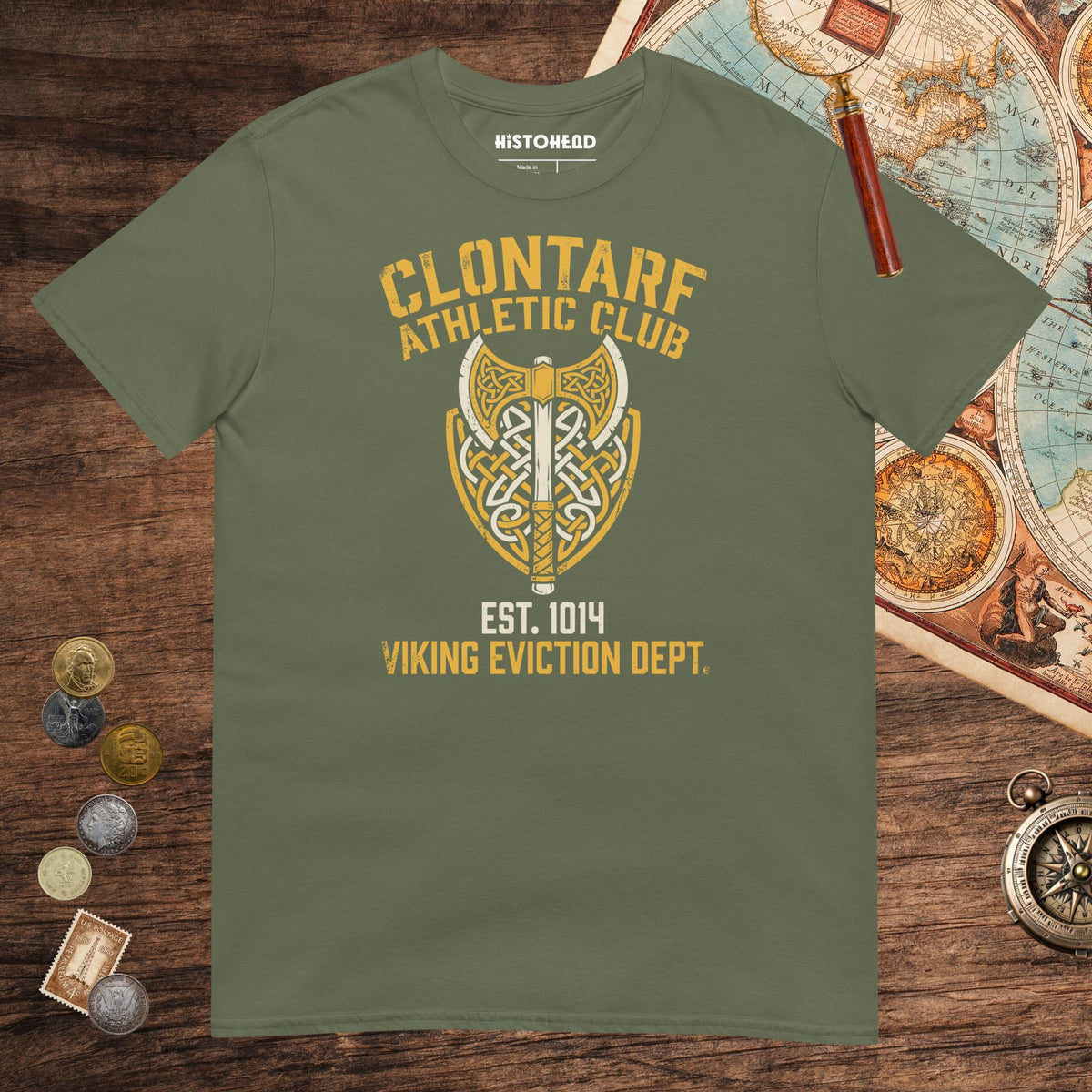 Military Green Clontarf Athletic Club Tee - history buff gift by HistoHead