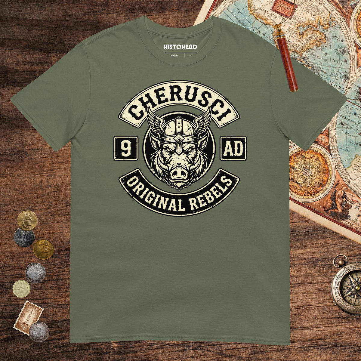 Military Green Cherusci Original Rebels Tee - history buff gift by HistoHead