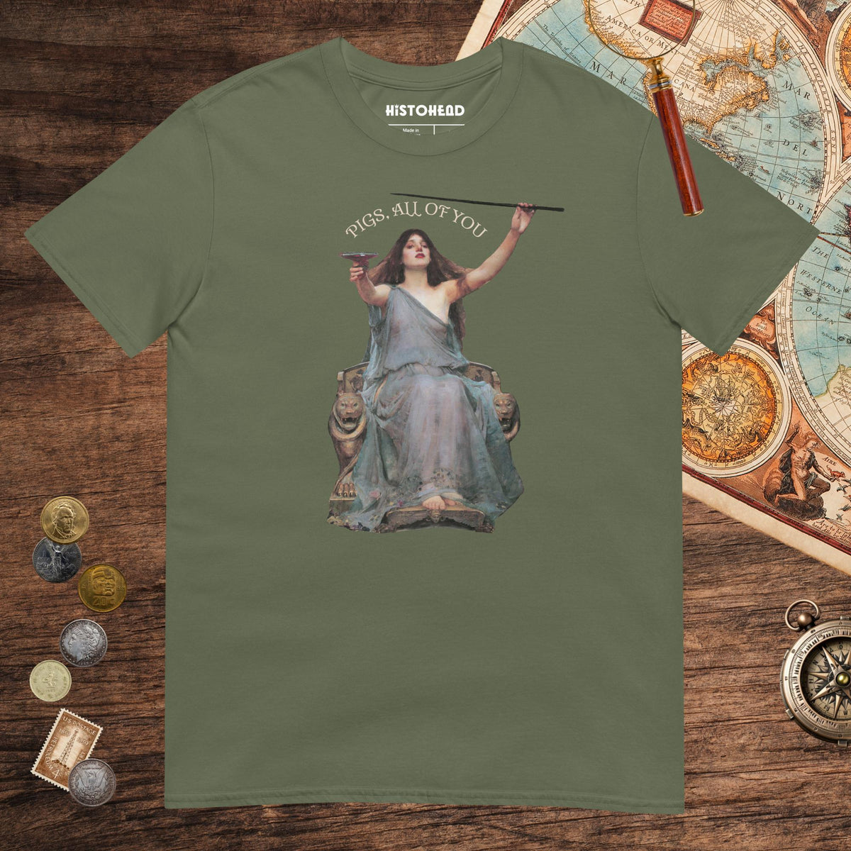 Military Green Circe Pigs All of You Tee - history buff gift by HistoHead
