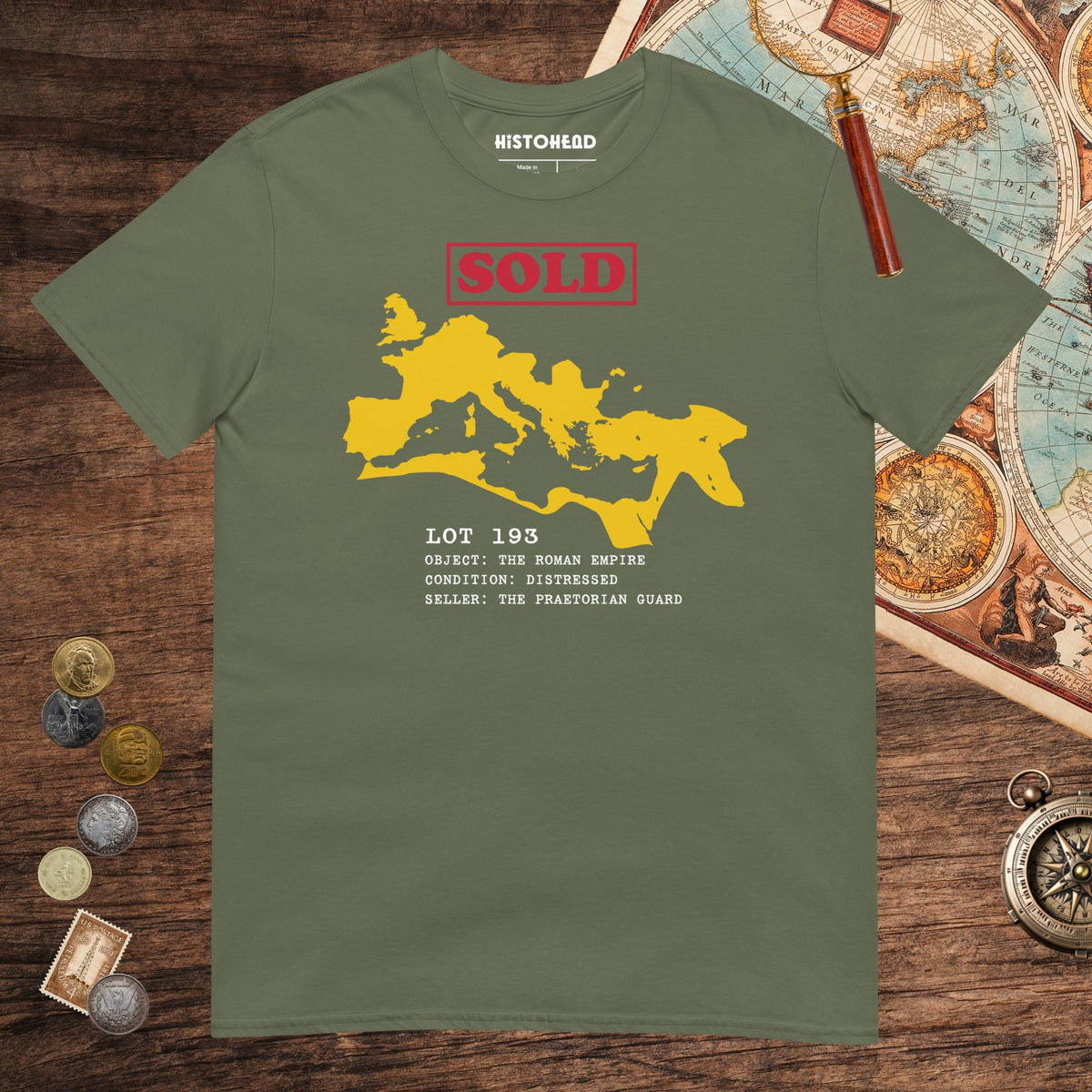 Military Green Auction of the Roman Empire Tee - history buff gift by HistoHead