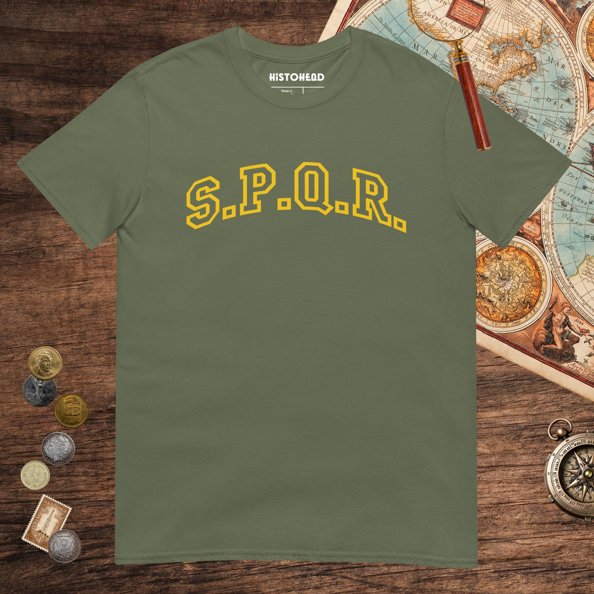 Military Green SPQR Tee - history buff gift by HistoHead