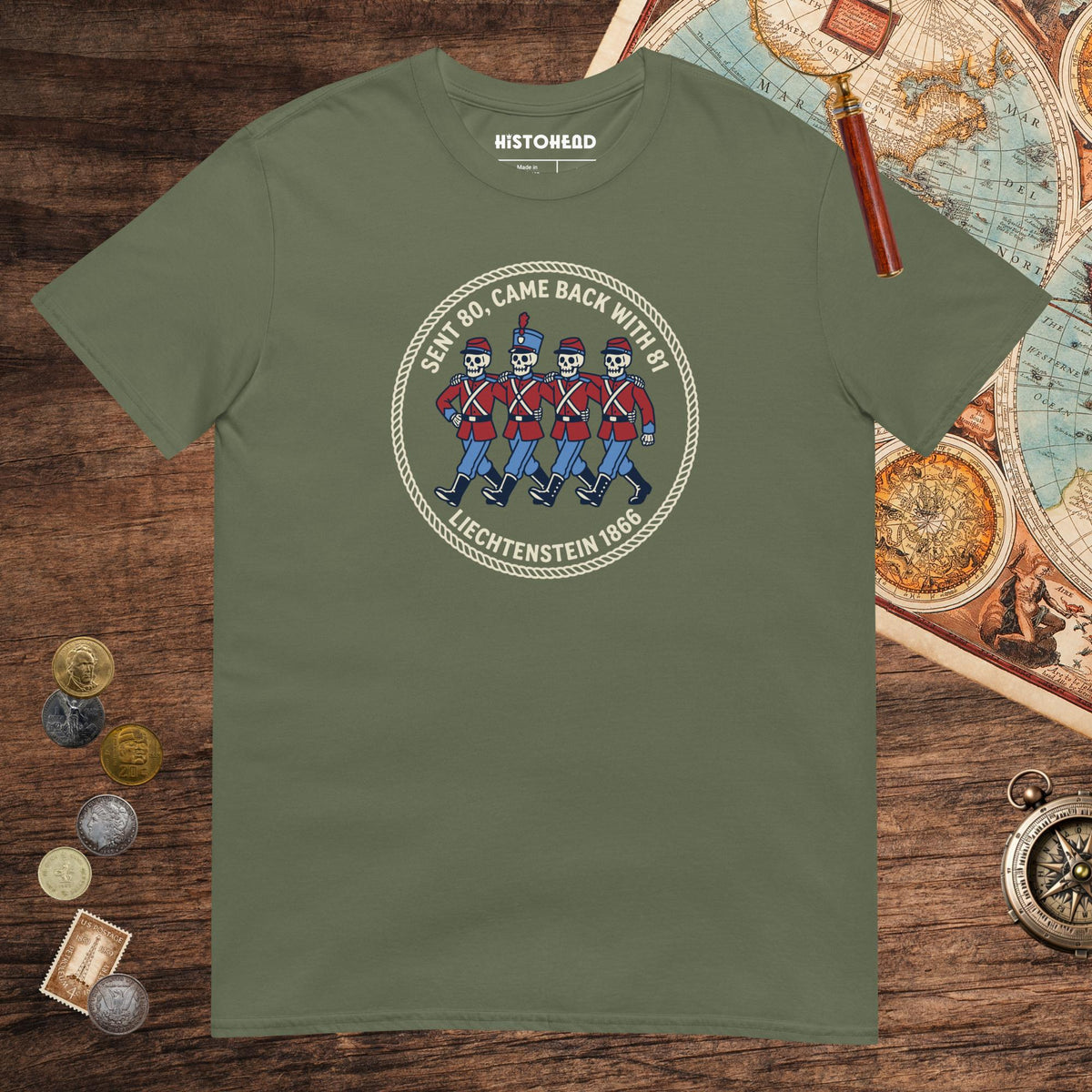 Military Green Liechtenstein 1866 Tee - history buff gift by HistoHead
