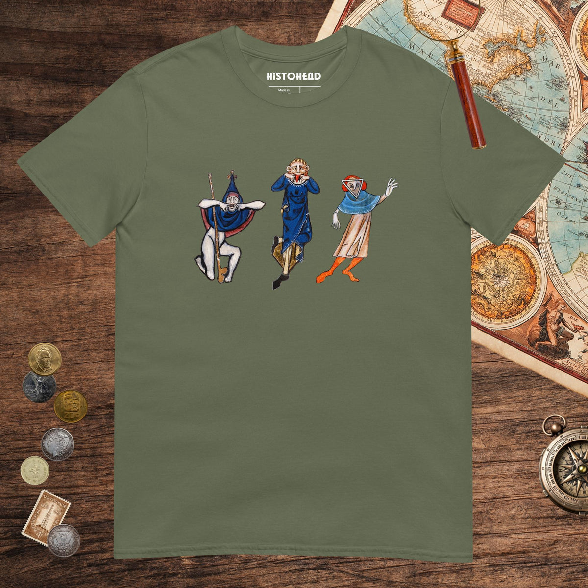 Military Green Medieval Fun Time Tee - history buff gift by HistoHead