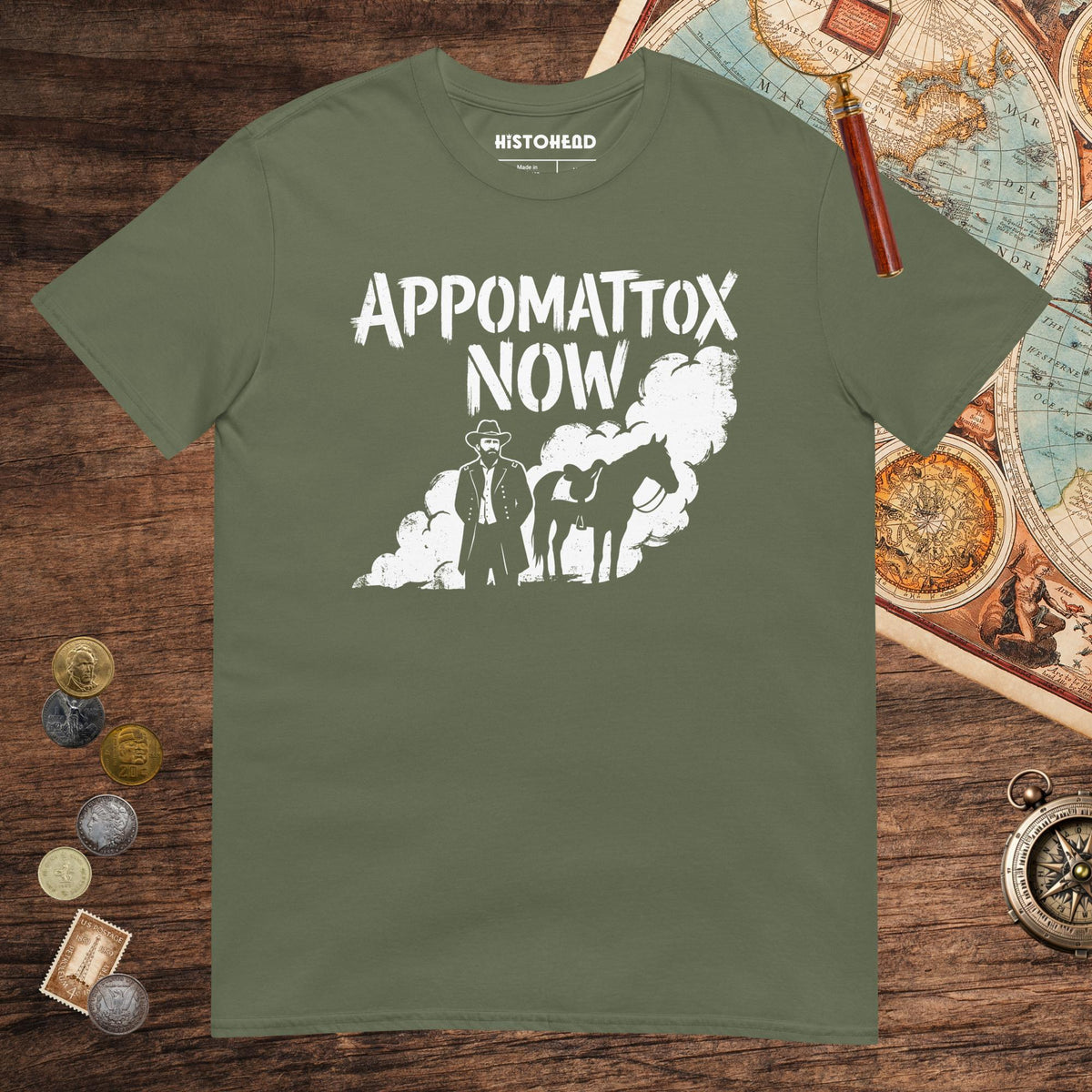 Military Green Appomattox Now Tee - history buff gift by HistoHead