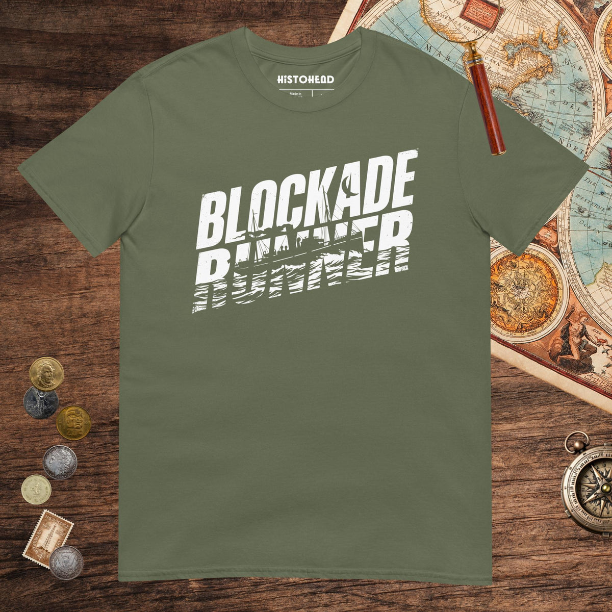 Military Green Blockade Runner Tee - history buff gift by HistoHead