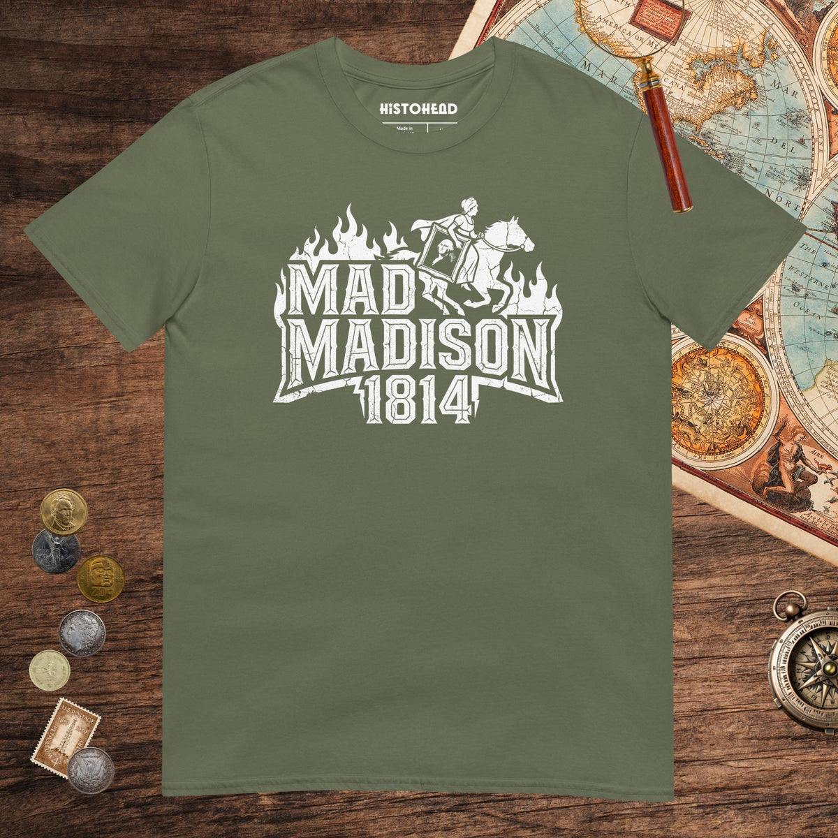 Military Green Mad Madison Tee - history buff gift by HistoHead