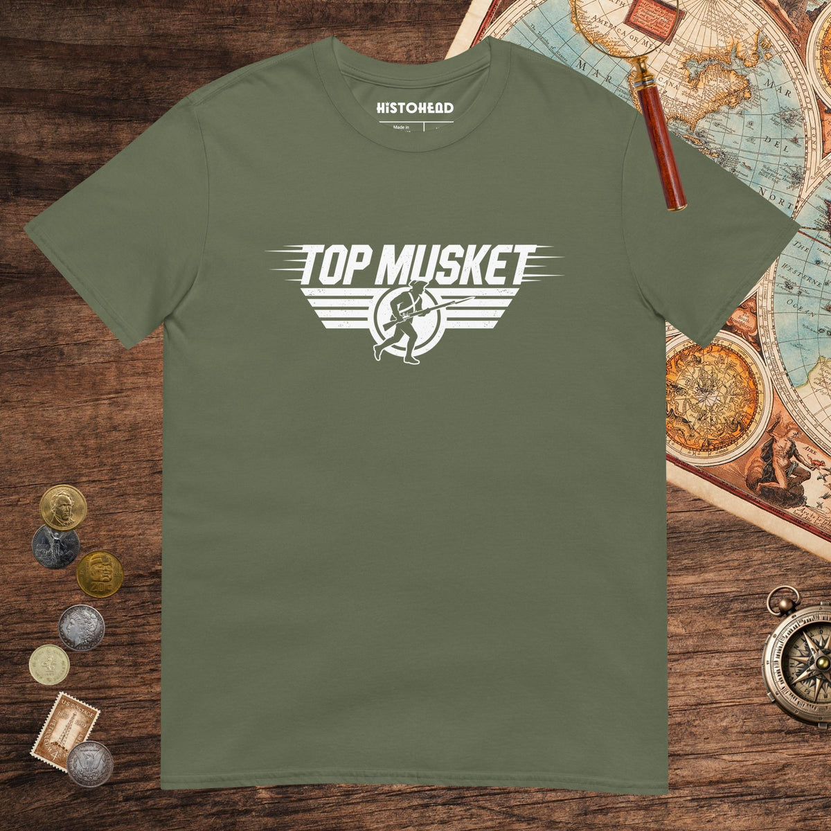 Military Green Top Musket Tee - history buff gift by HistoHead
