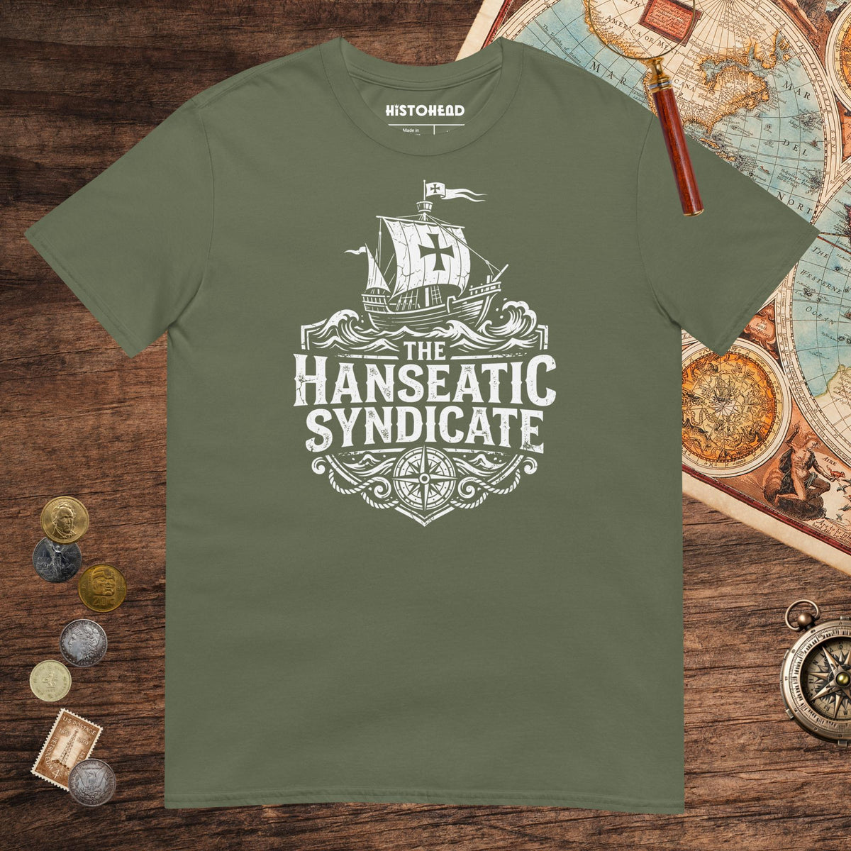 Military Green The Hanseatic Syndicate Tee - history buff gift by HistoHead