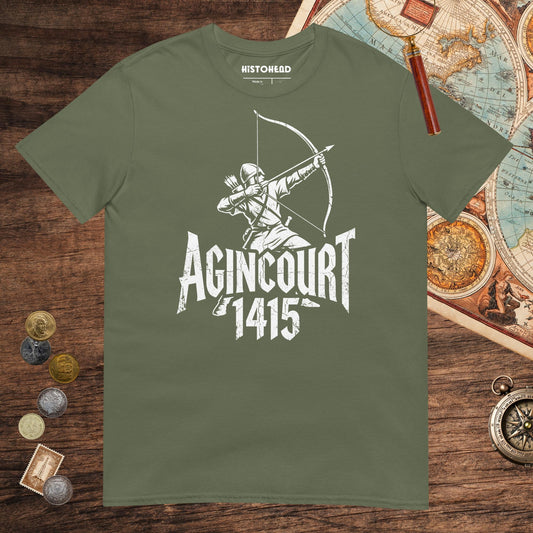 Military Green Agincourt 1415 Longbowman Tee - history buff gift by HistoHead