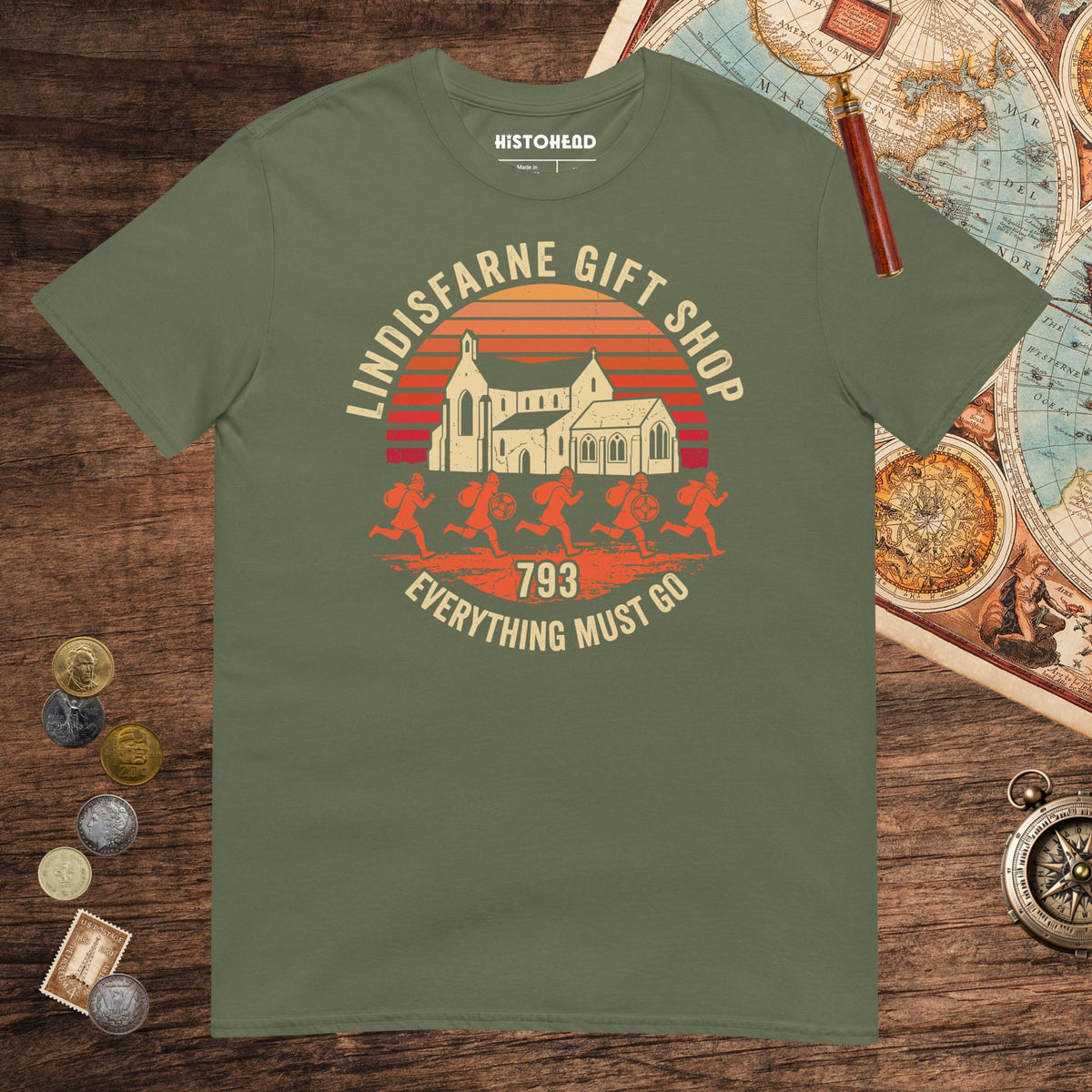 Military Green Lindisfarne Gift Shop 793 Tee - history buff gift by HistoHead