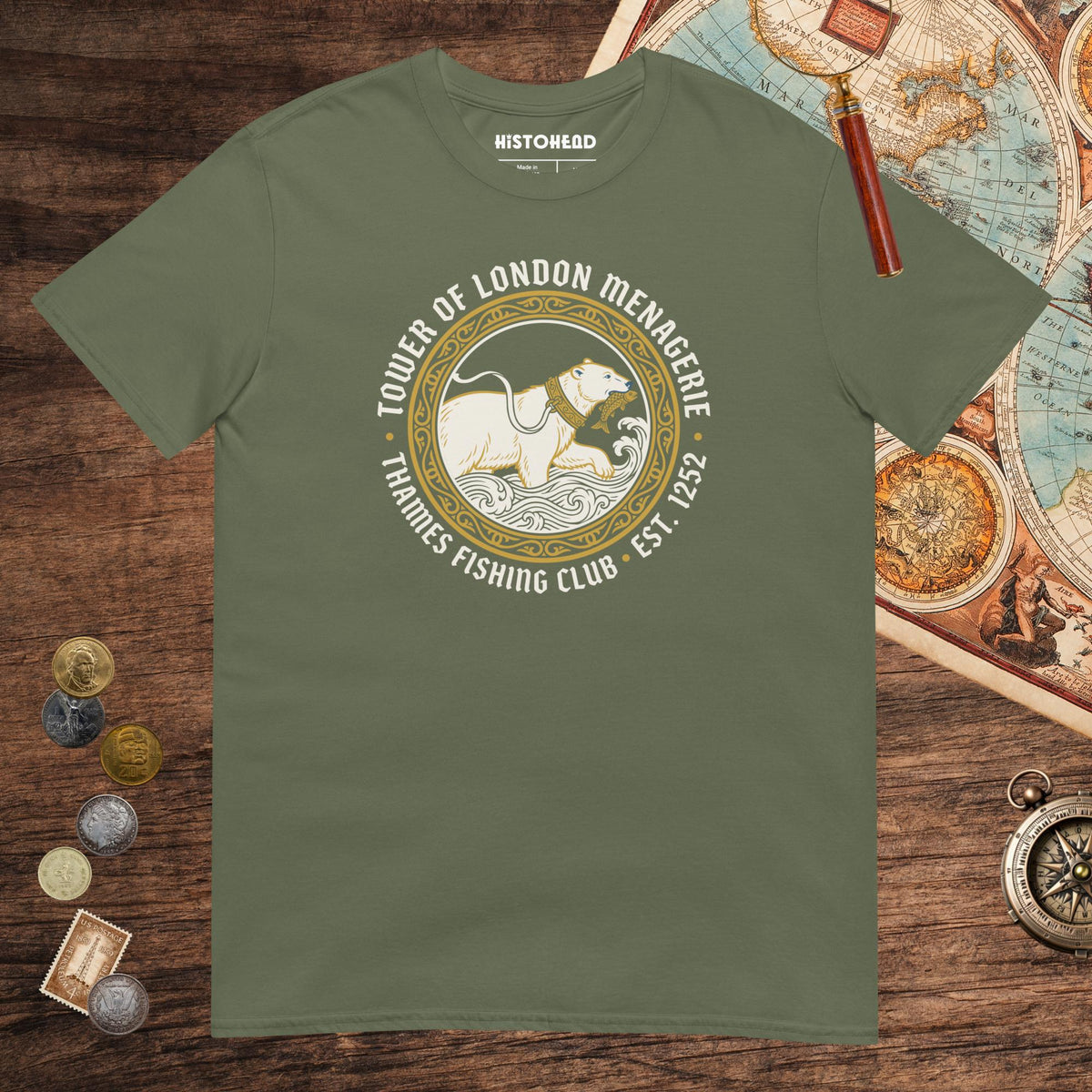 Military Green Tower Of London Menagerie Thames Fishing Club Tee - history buff gift by HistoHead