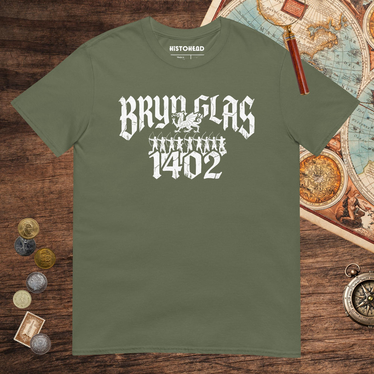 Military Green Battle of Bryn Glas 1402 Tee - history buff gift by HistoHead