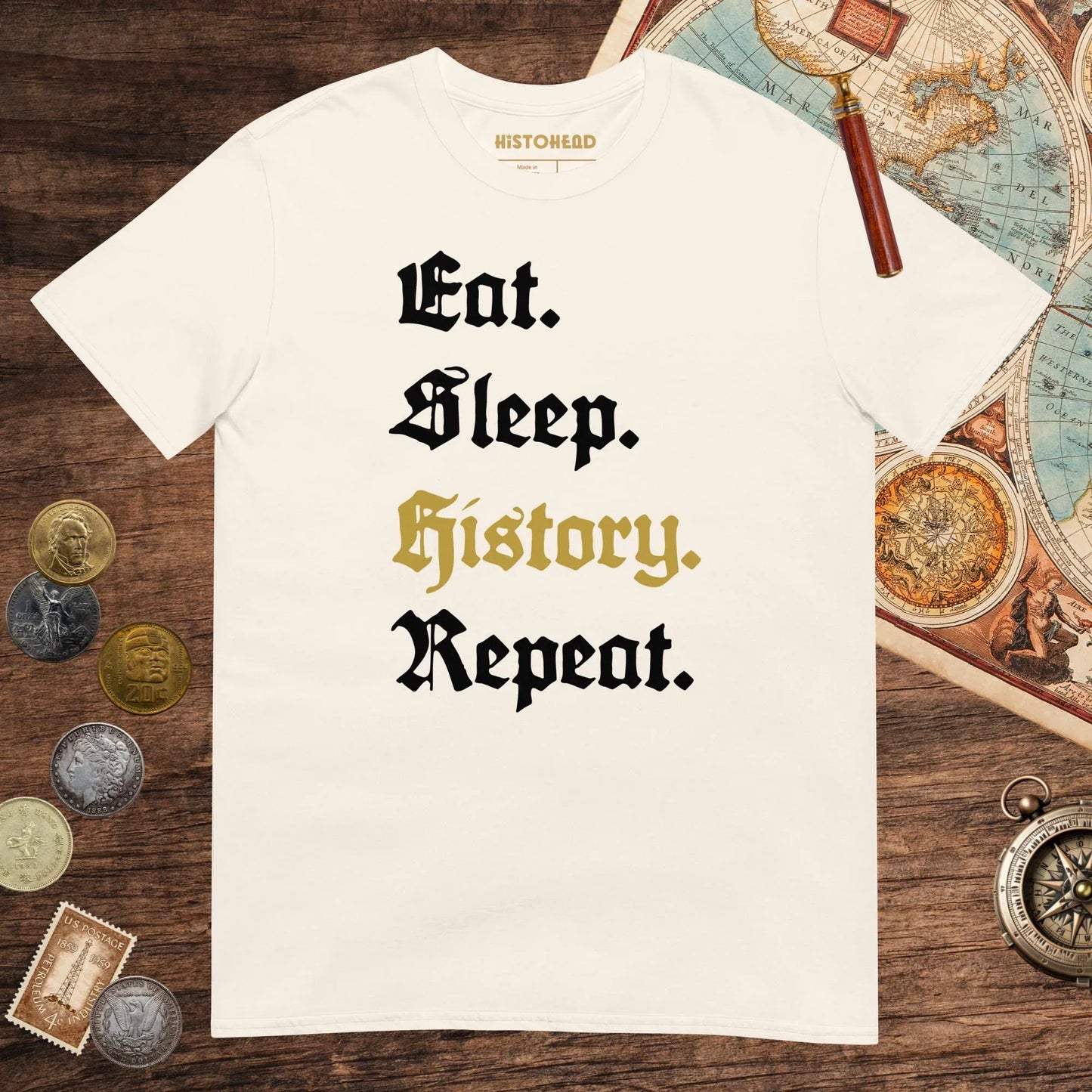 Natural Eat Sleep History Repeat Tee - history buff gift by HistoHead