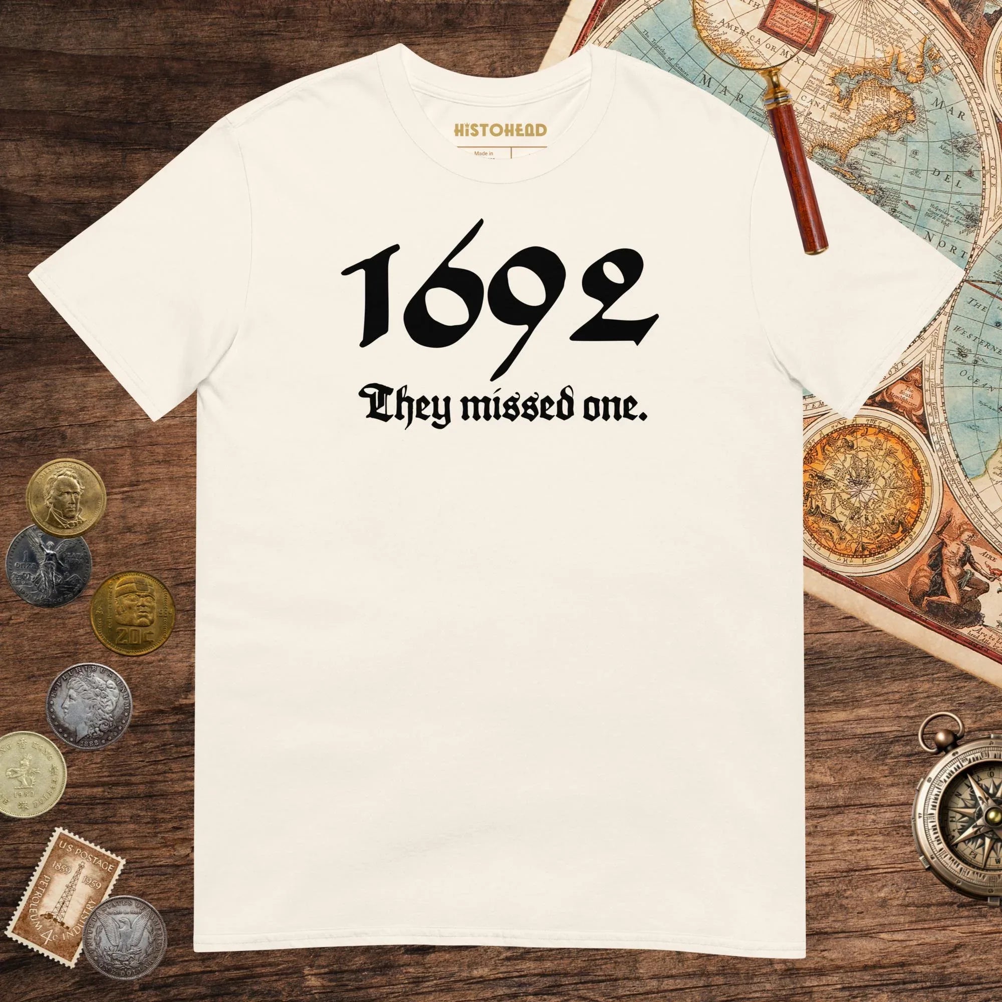 Natural 1692 Witch Trials Tee - history buff gift by HistoHead