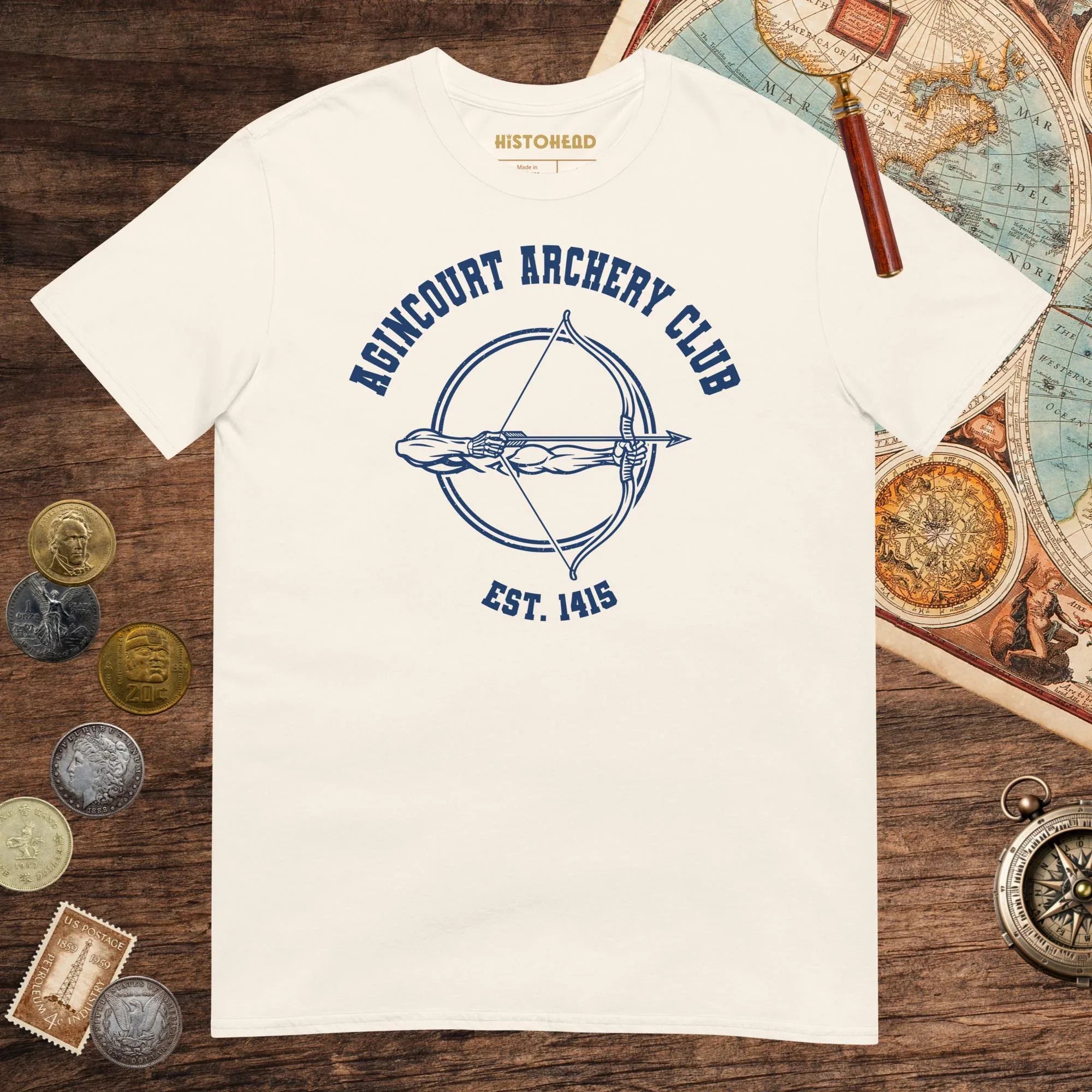Natural Agincourt Archery Club Tee - history buff gift by HistoHead