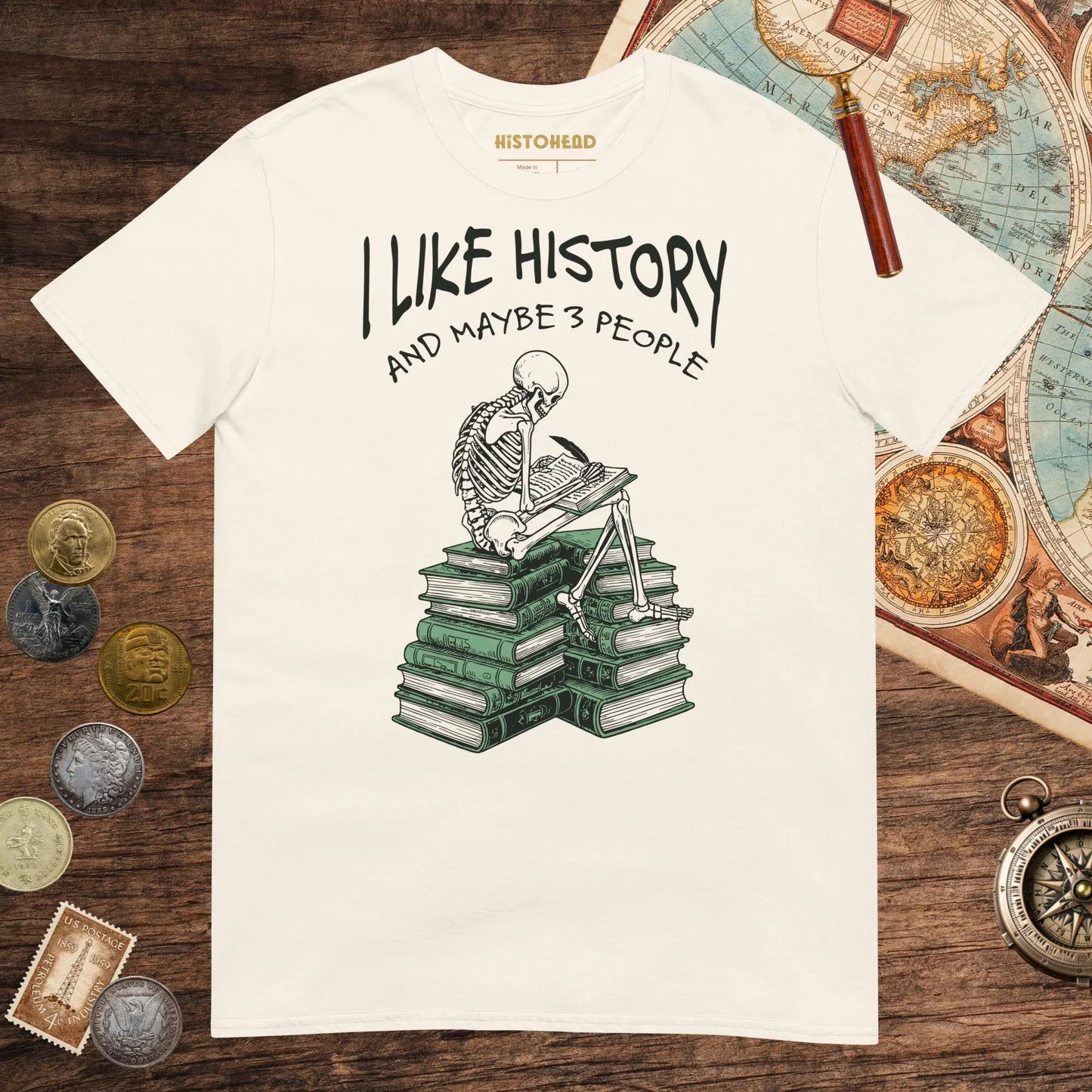 Natural I Like History and Maybe 3 People Tee - history buff gift by HistoHead