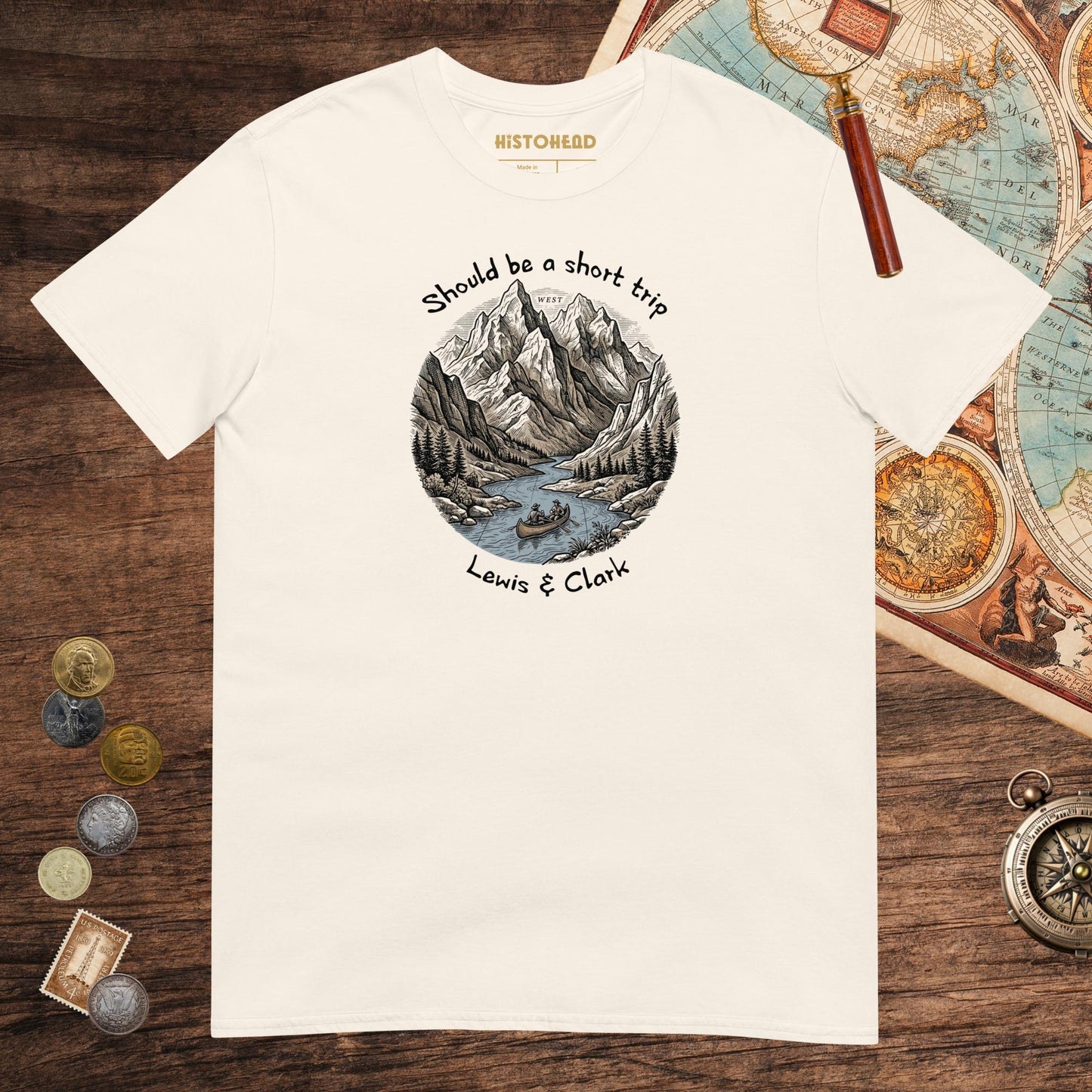 Natural Lewis & Clark Short Trip Tee - history buff gift by HistoHead