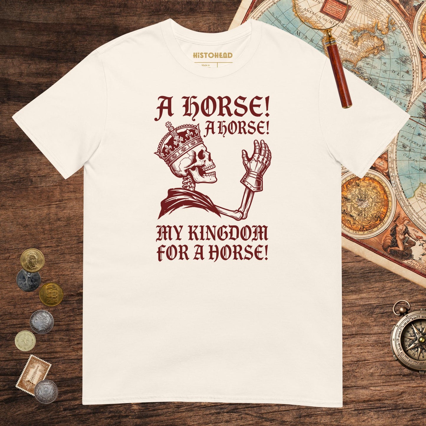 Natural My Kingdom for a Horse Tee - history buff gift by HistoHead