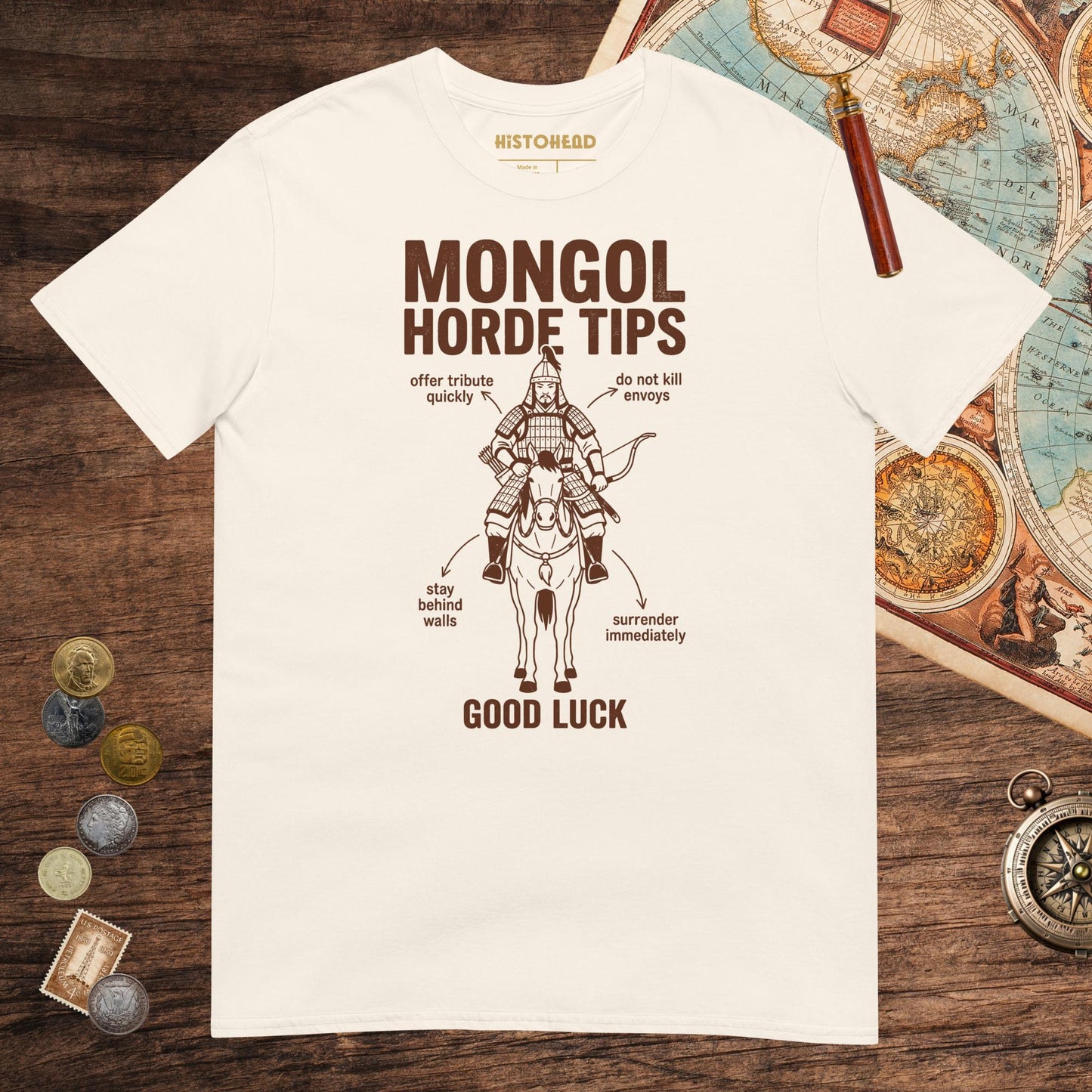 Natural Mongol Horde Tips Tee - history buff gift by HistoHead