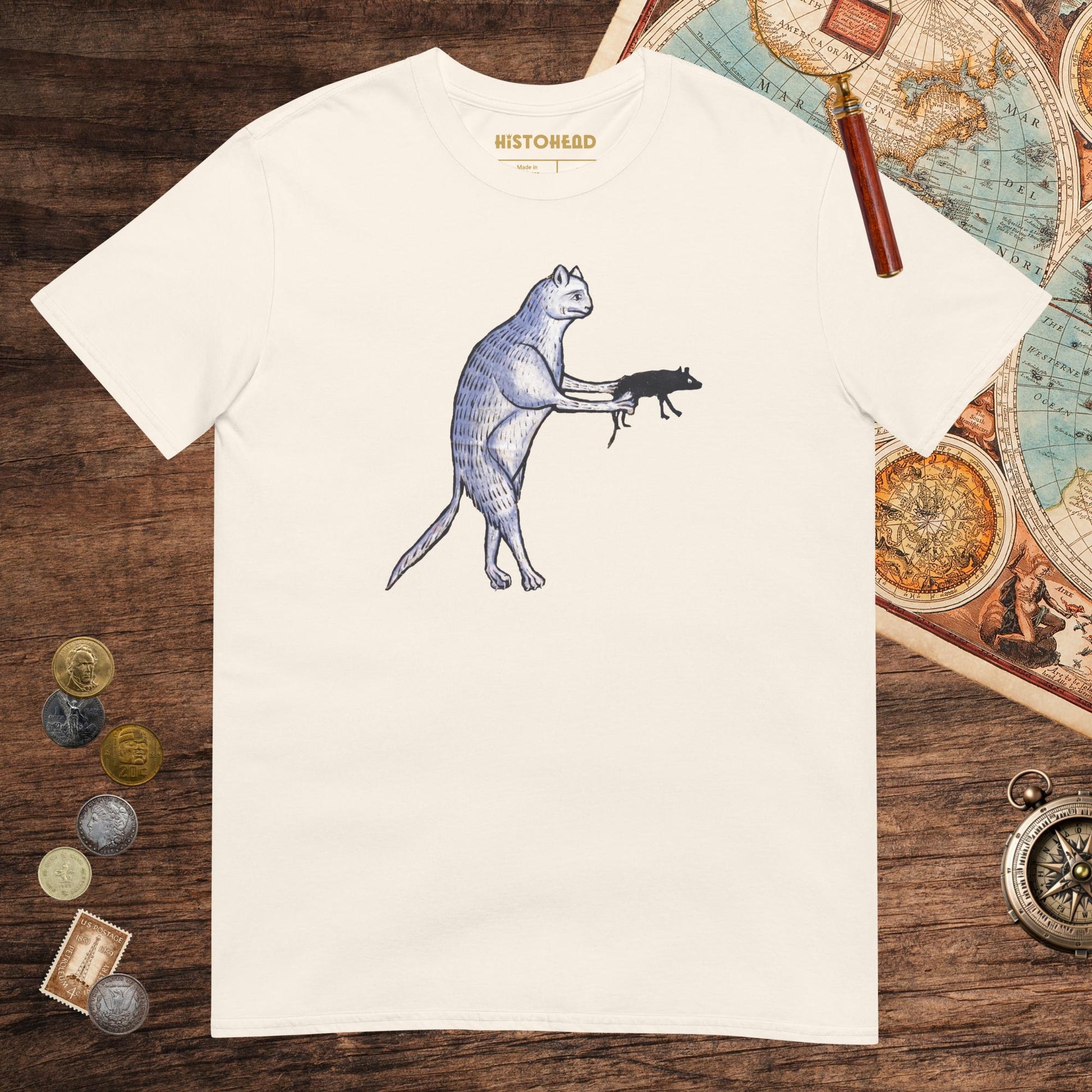 Natural Weird Medieval Cat's Mouse-Gun Tee - history buff gift by HistoHead