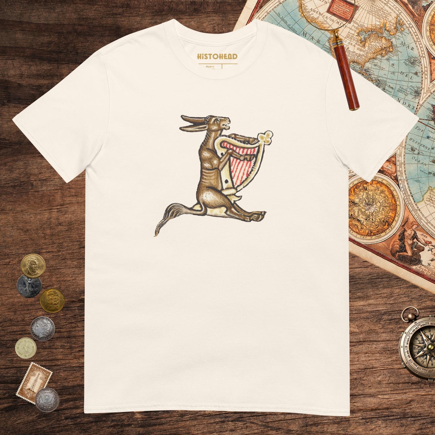 Natural Weird Medieval Donkey Harpist Tee - history buff gift by HistoHead