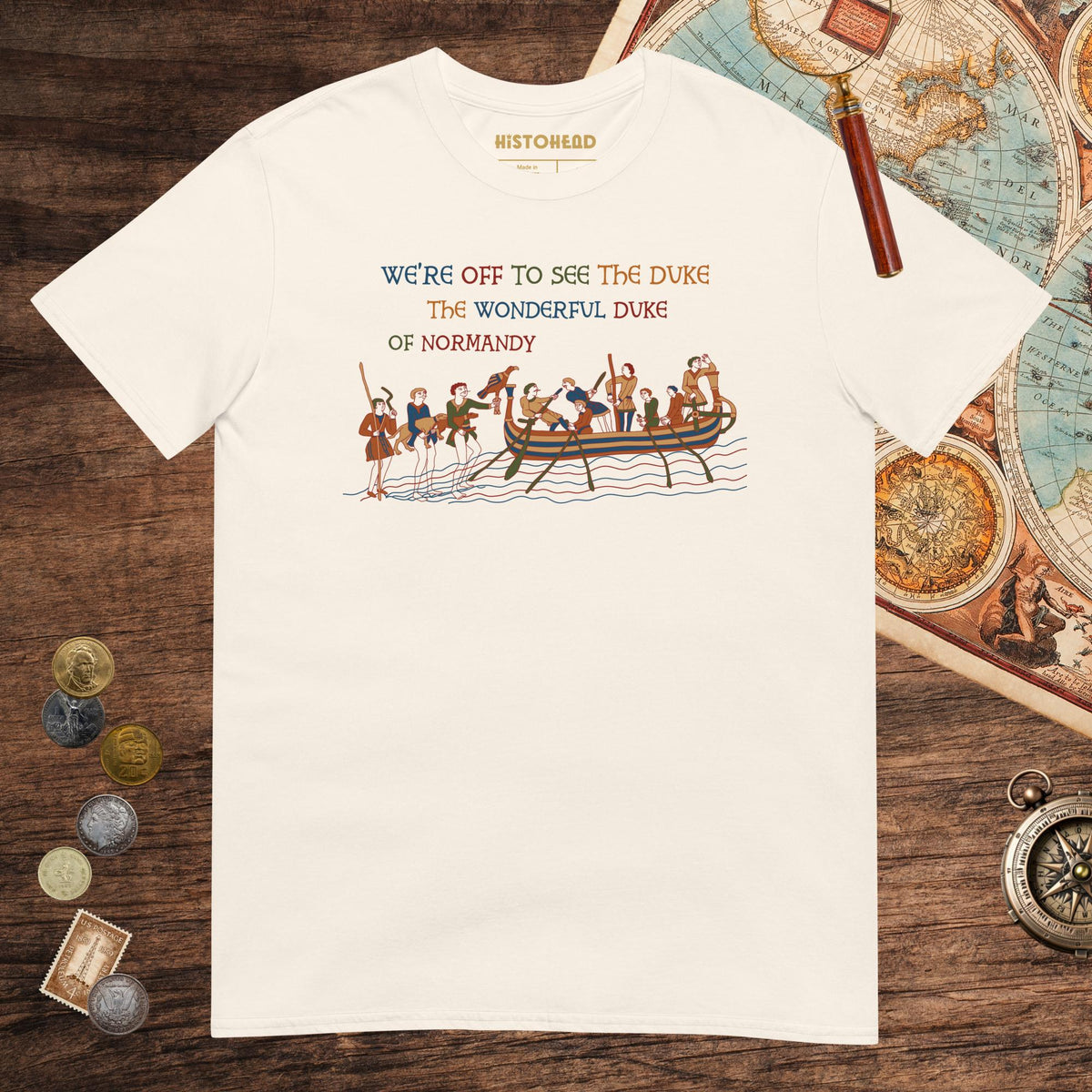 Natural Bayeux Tapestry We're Off to See the Duke Tee - history buff gift by HistoHead