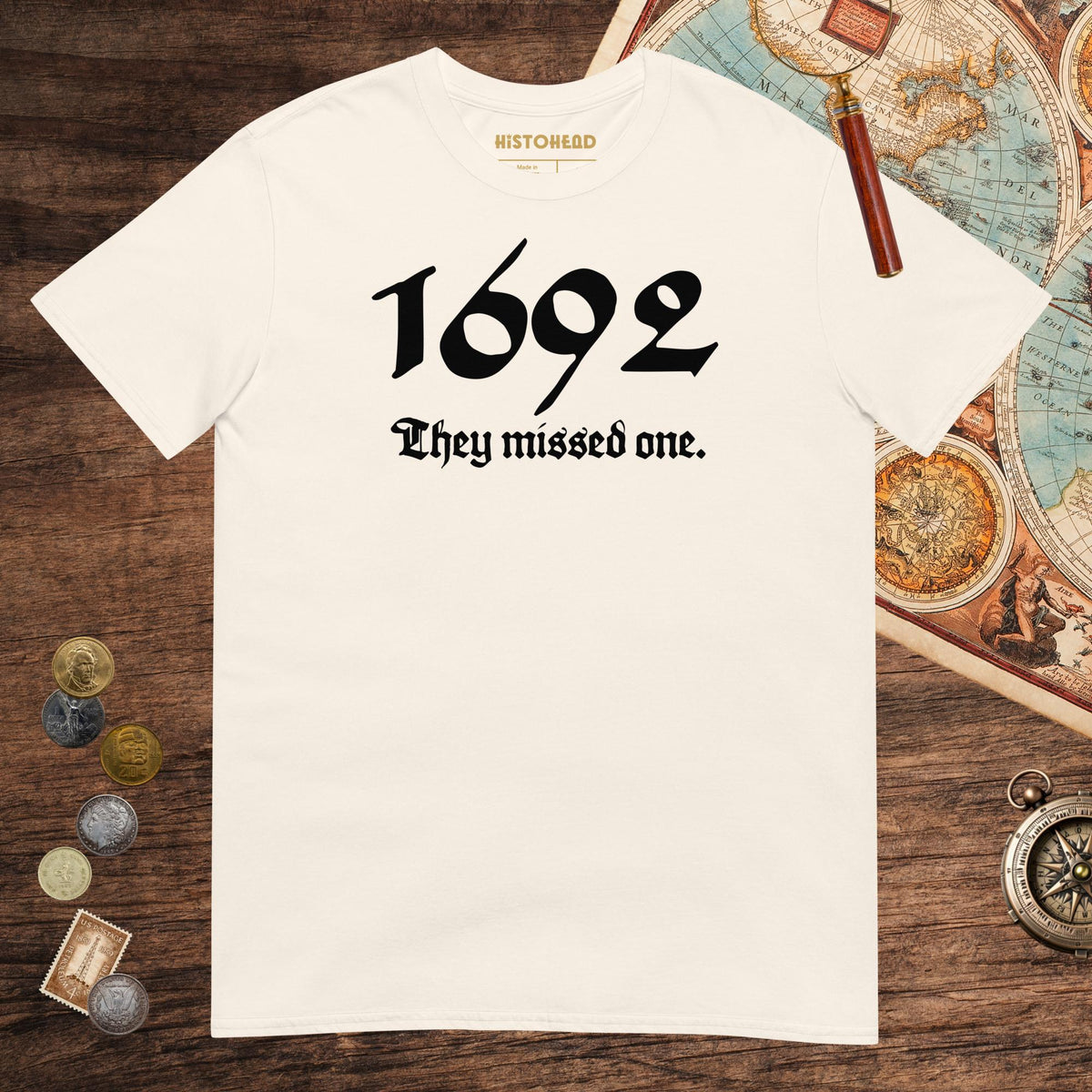 Natural 1692 Witch Trials Tee - history buff gift by HistoHead