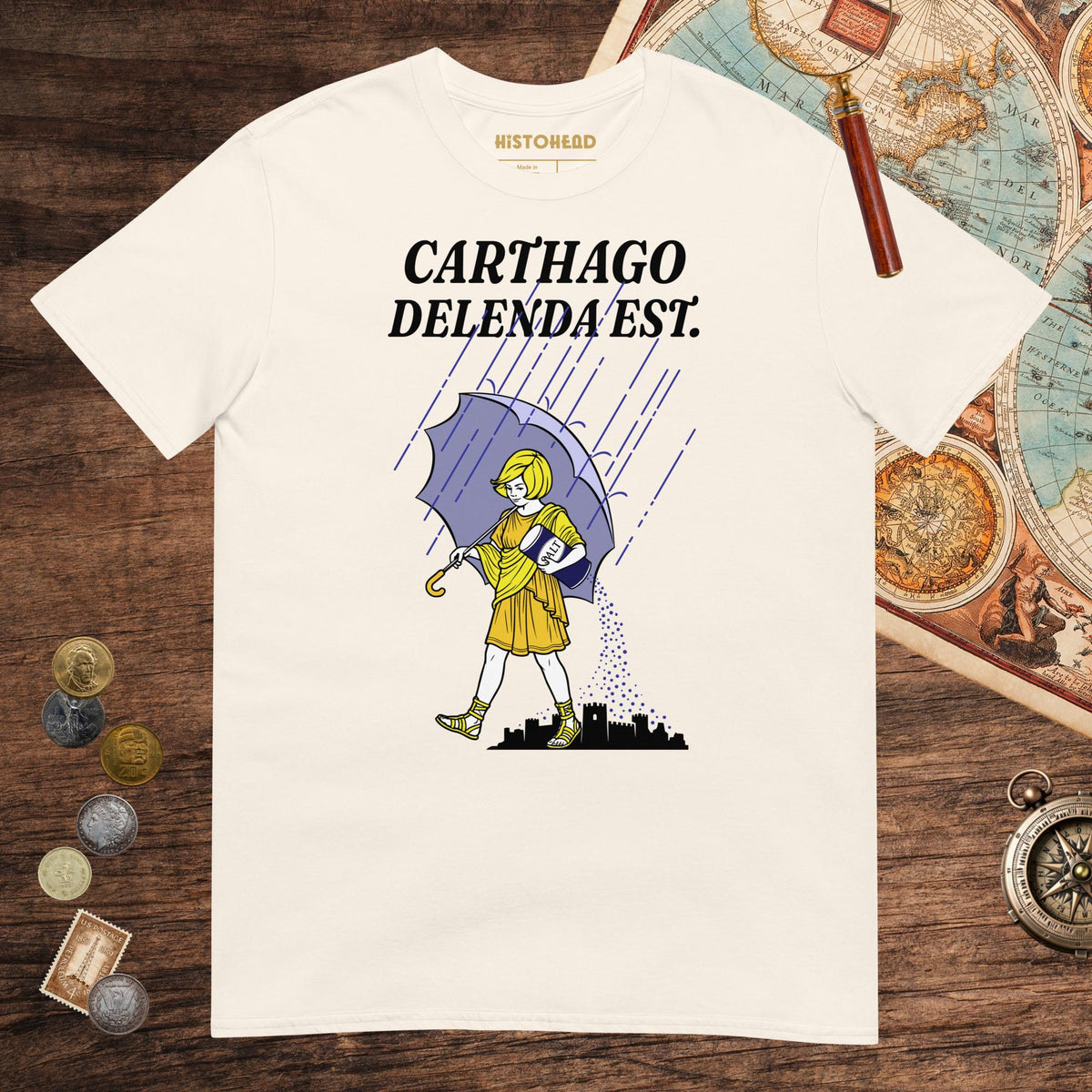 Natural Carthago Delenda Est Salt Girl Tee - history buff gift by HistoHead