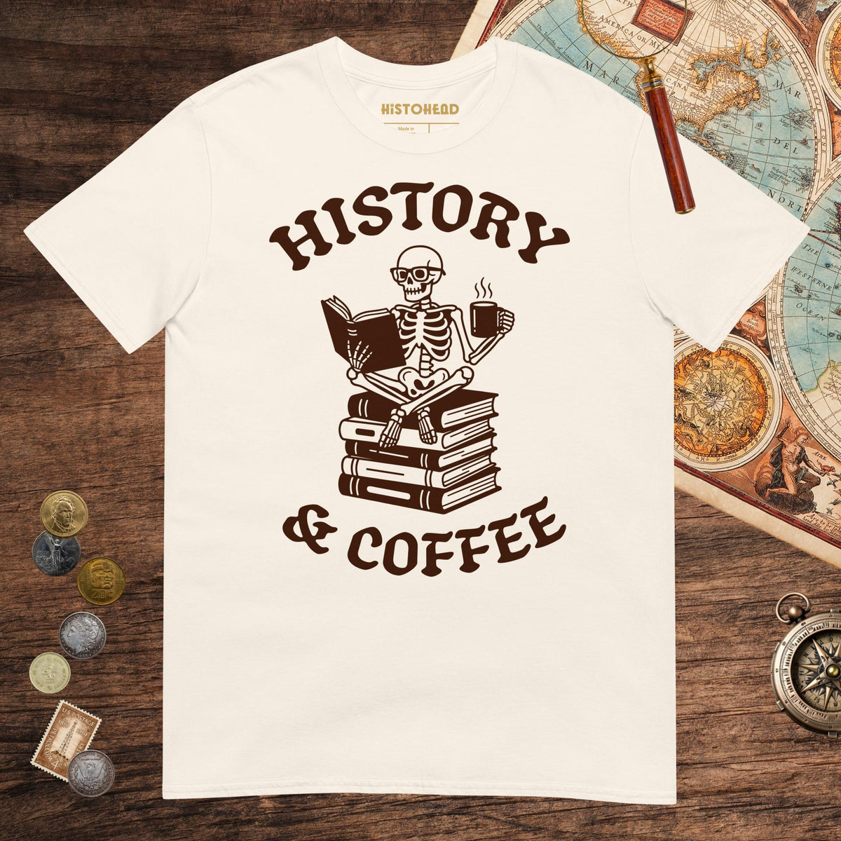 Natural History & Coffee Tee - history buff gift by HistoHead