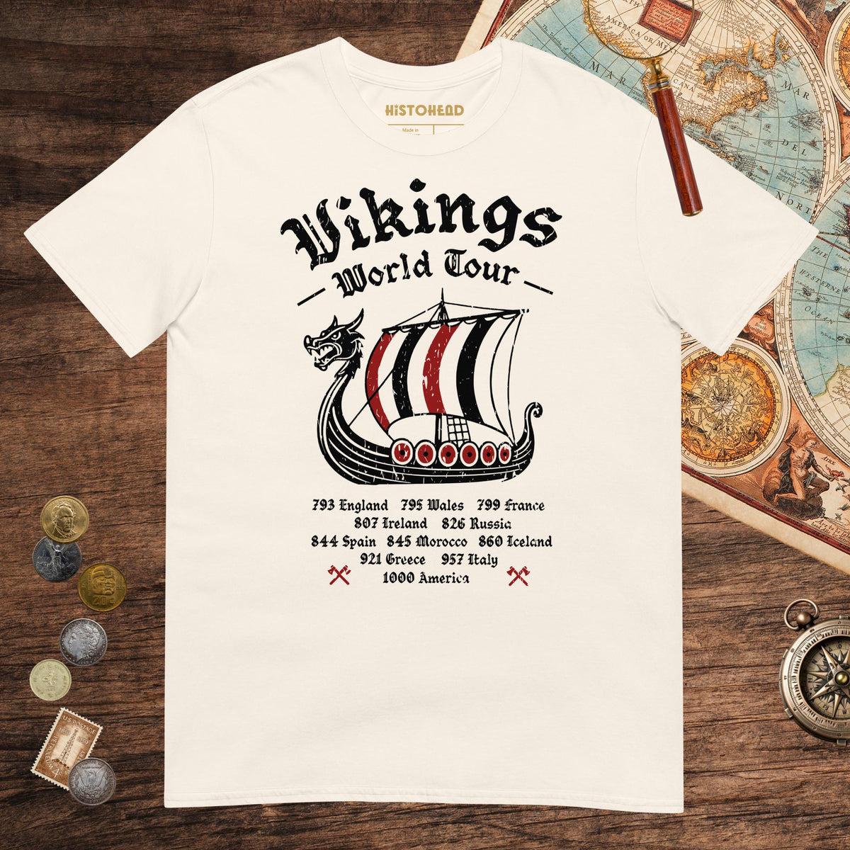 Natural Vikings World Tour Tee - history buff gift by HistoHead
