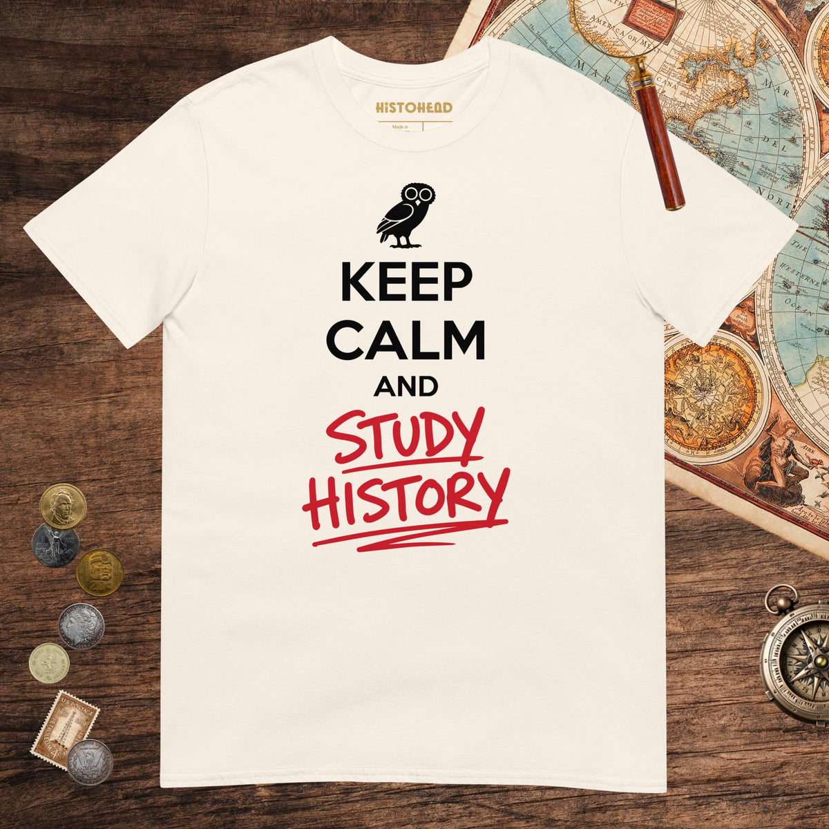 Natural Keep Calm and Study History Tee - history buff gift by HistoHead