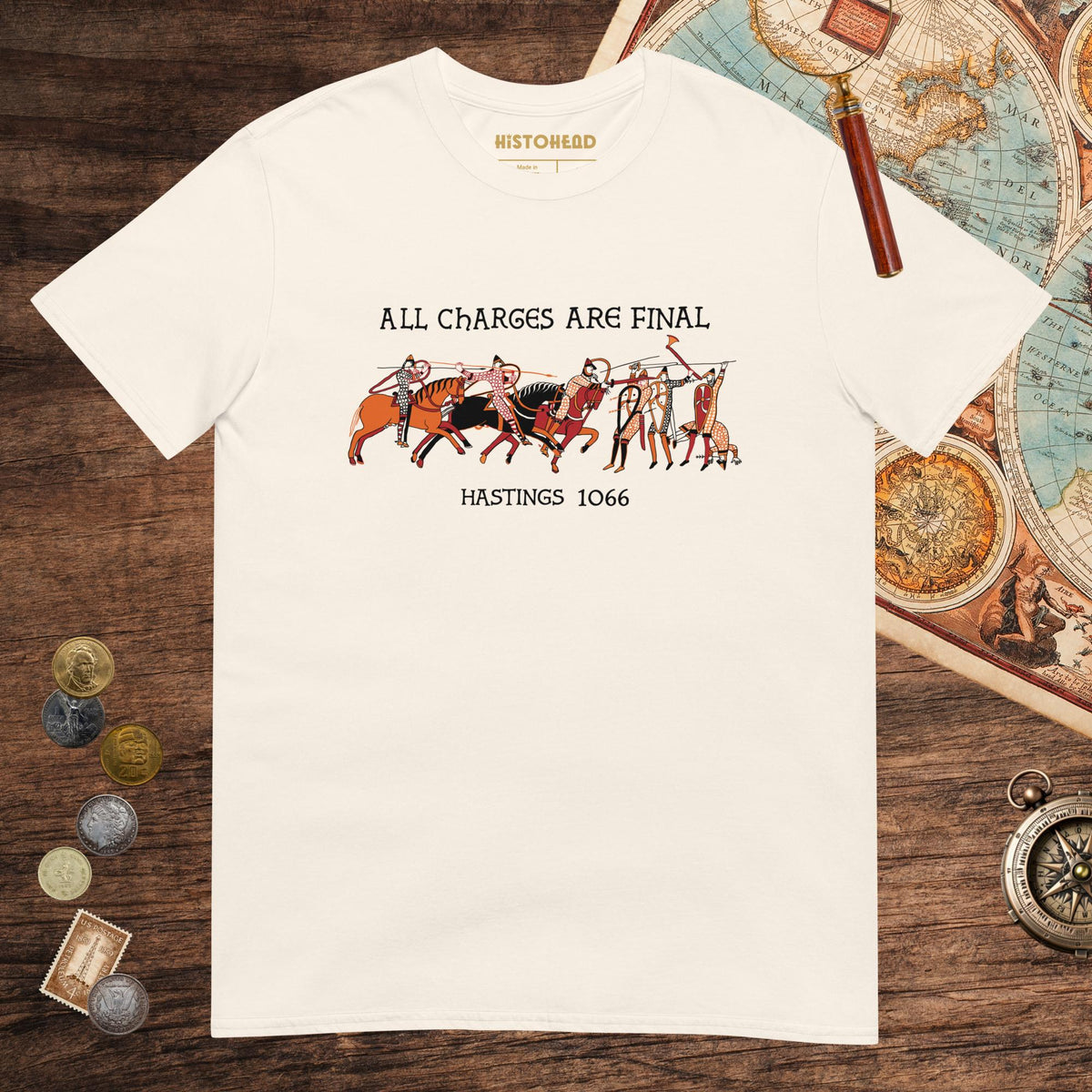 Natural Bayeux Tapestry All Charges Are Final Tee - history buff gift by HistoHead