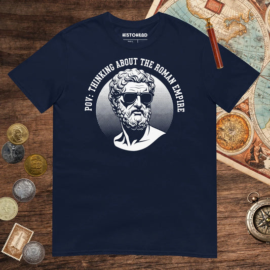 Navy Thinking About the Roman Empire Tee - history buff gift by HistoHead