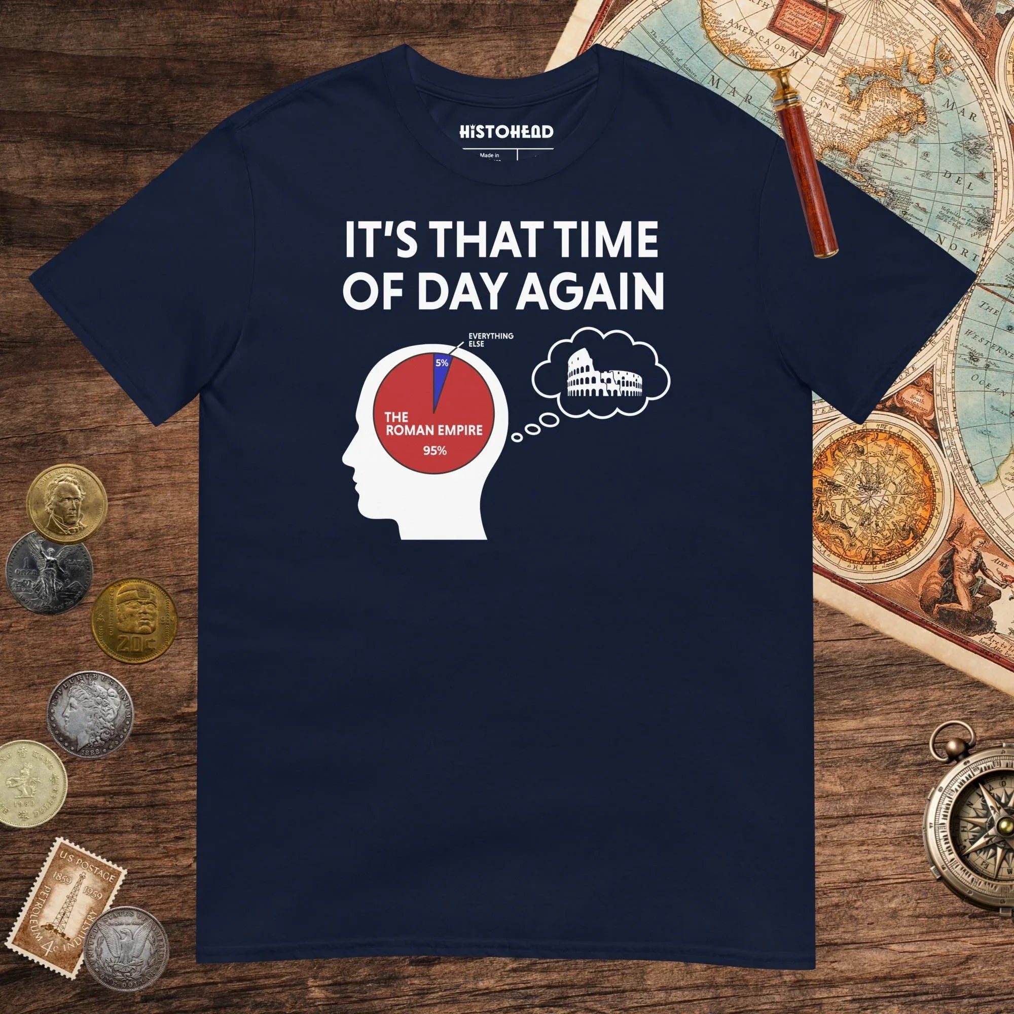 Navy 95% Roman Empire Thoughts Tee - history buff gift by HistoHead