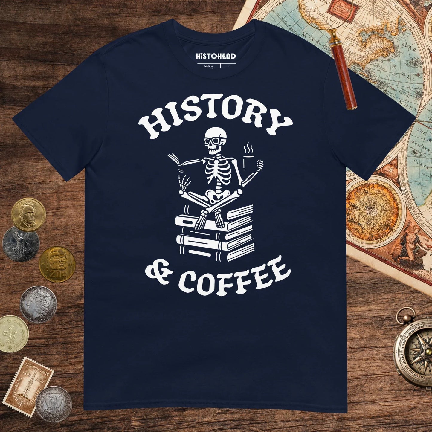 Navy History & Coffee Tee - history buff gift by HistoHead