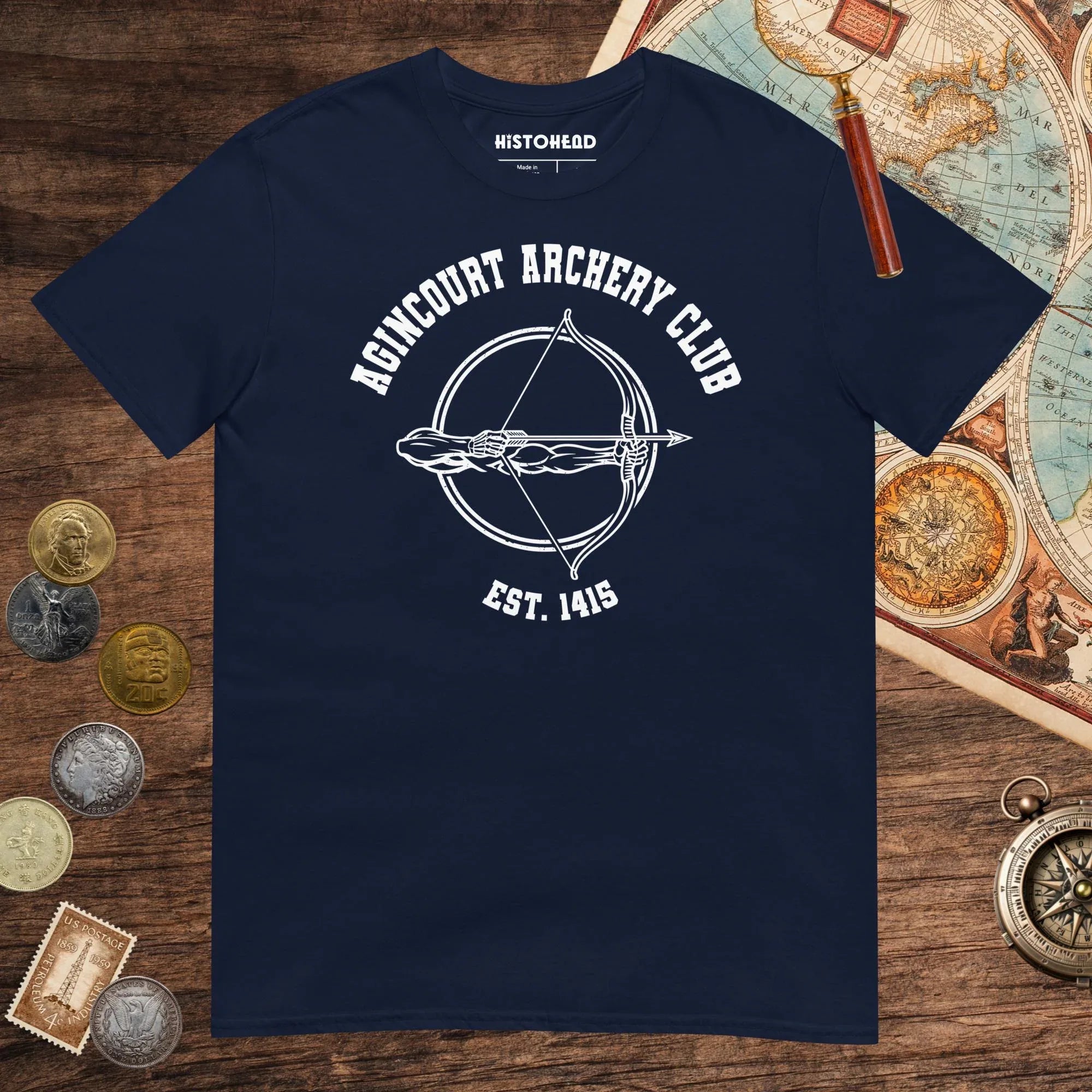 Navy Agincourt Archery Club Tee - history buff gift by HistoHead