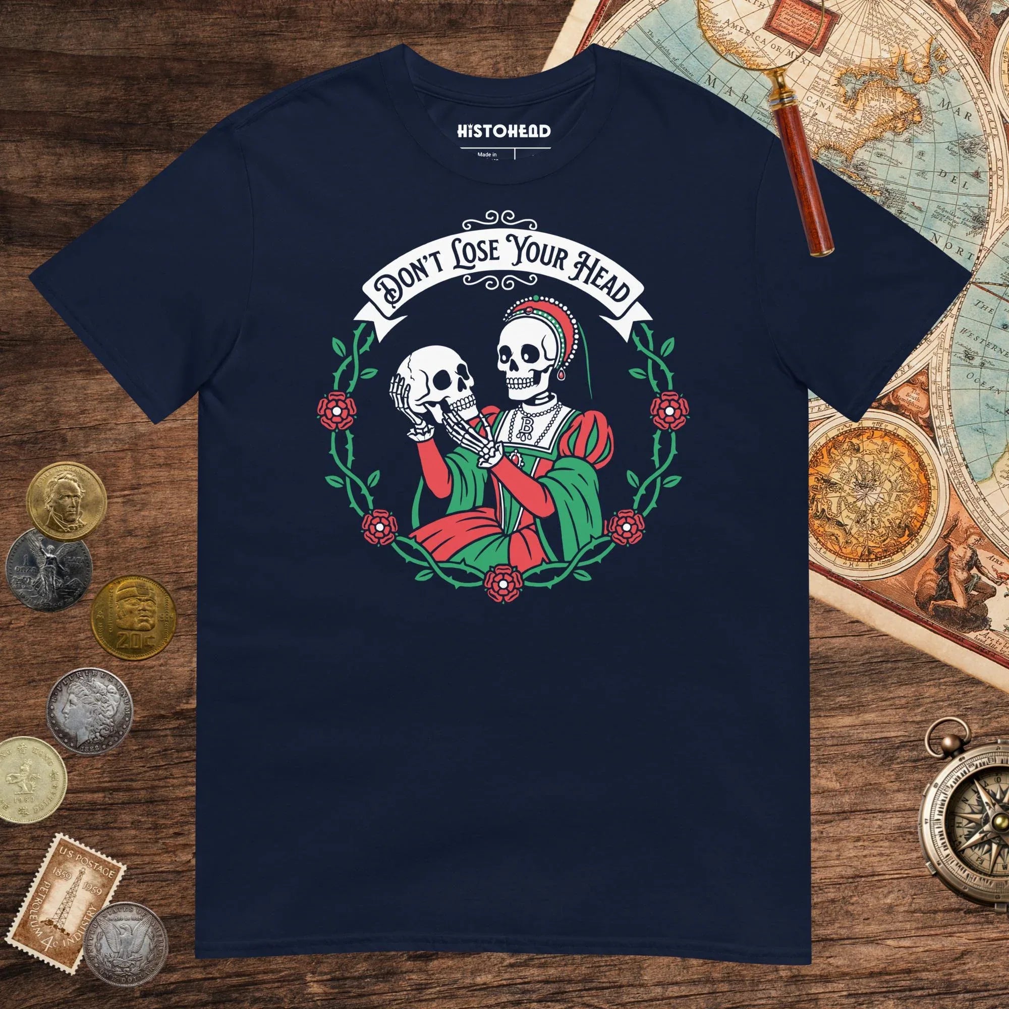 Navy Don't Lose Your Head Tee (Anne Boleyn Edition) - history buff gift by HistoHead