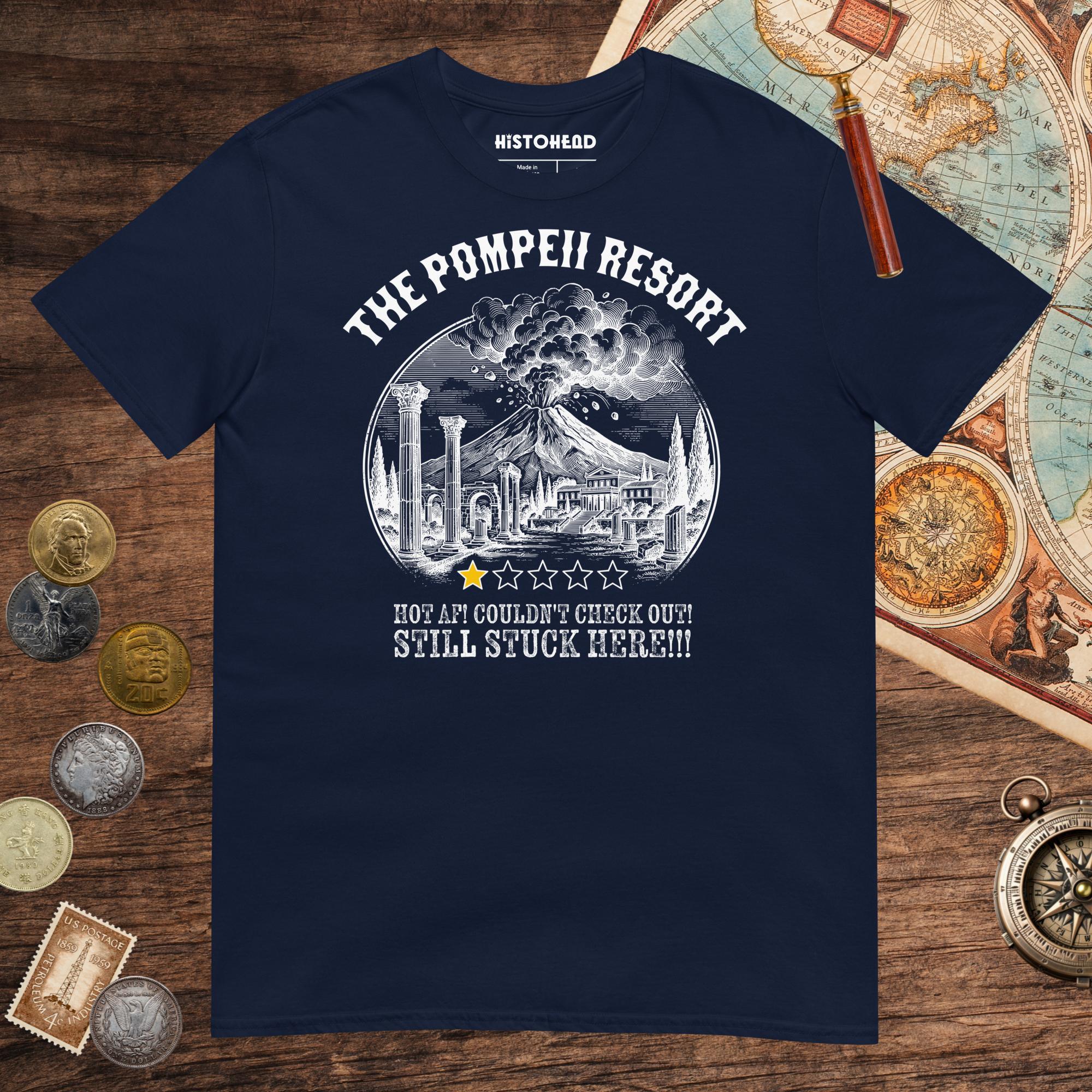 Navy The Pompeii Resort Review Tee - history buff gift by HistoHead