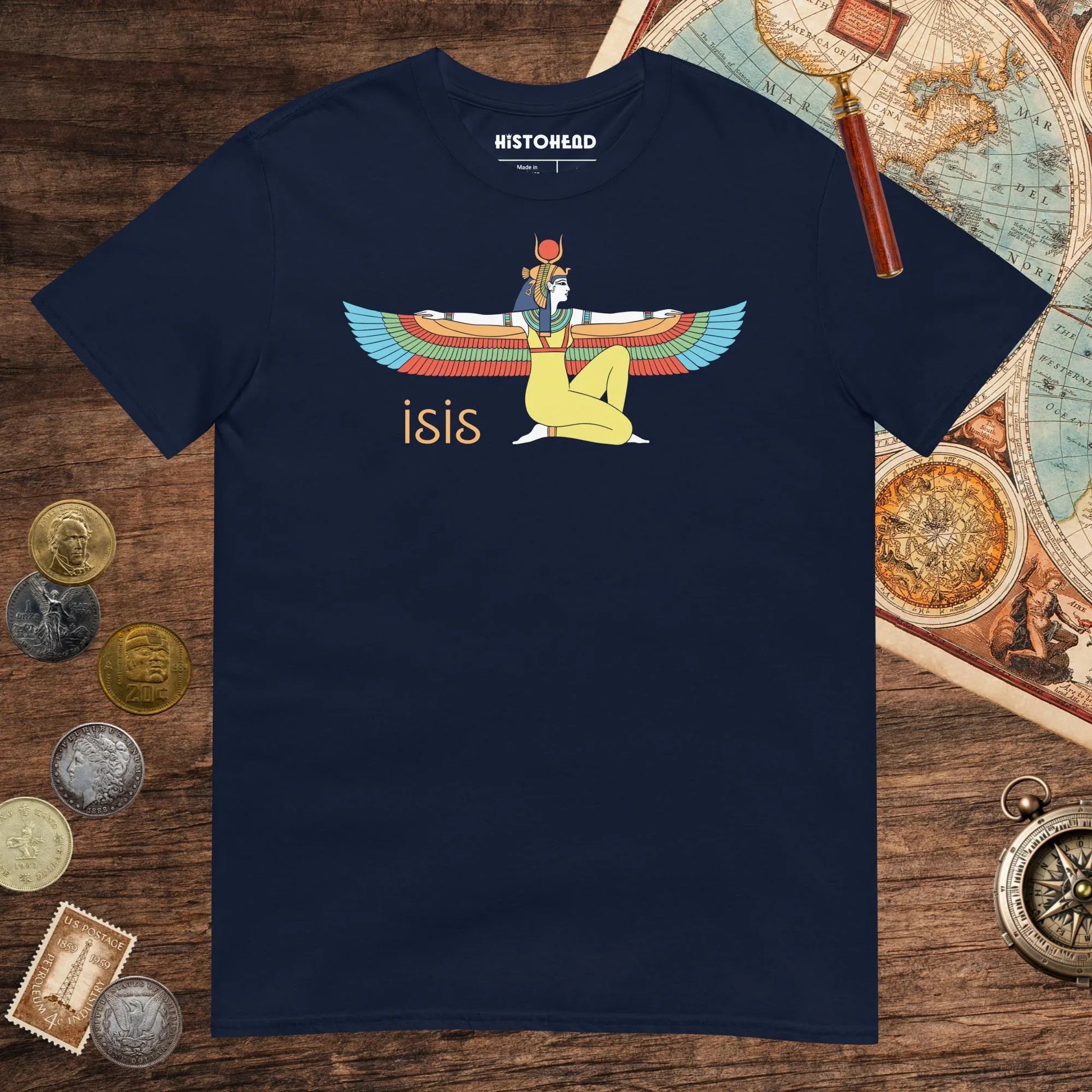 Navy Egyptian Goddess Isis Tee - history buff gift by HistoHead