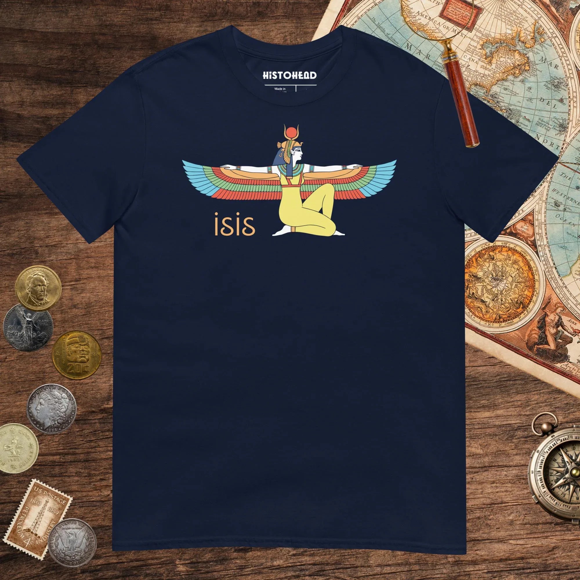 Navy Egyptian Goddess Isis Tee - history buff gift by HistoHead